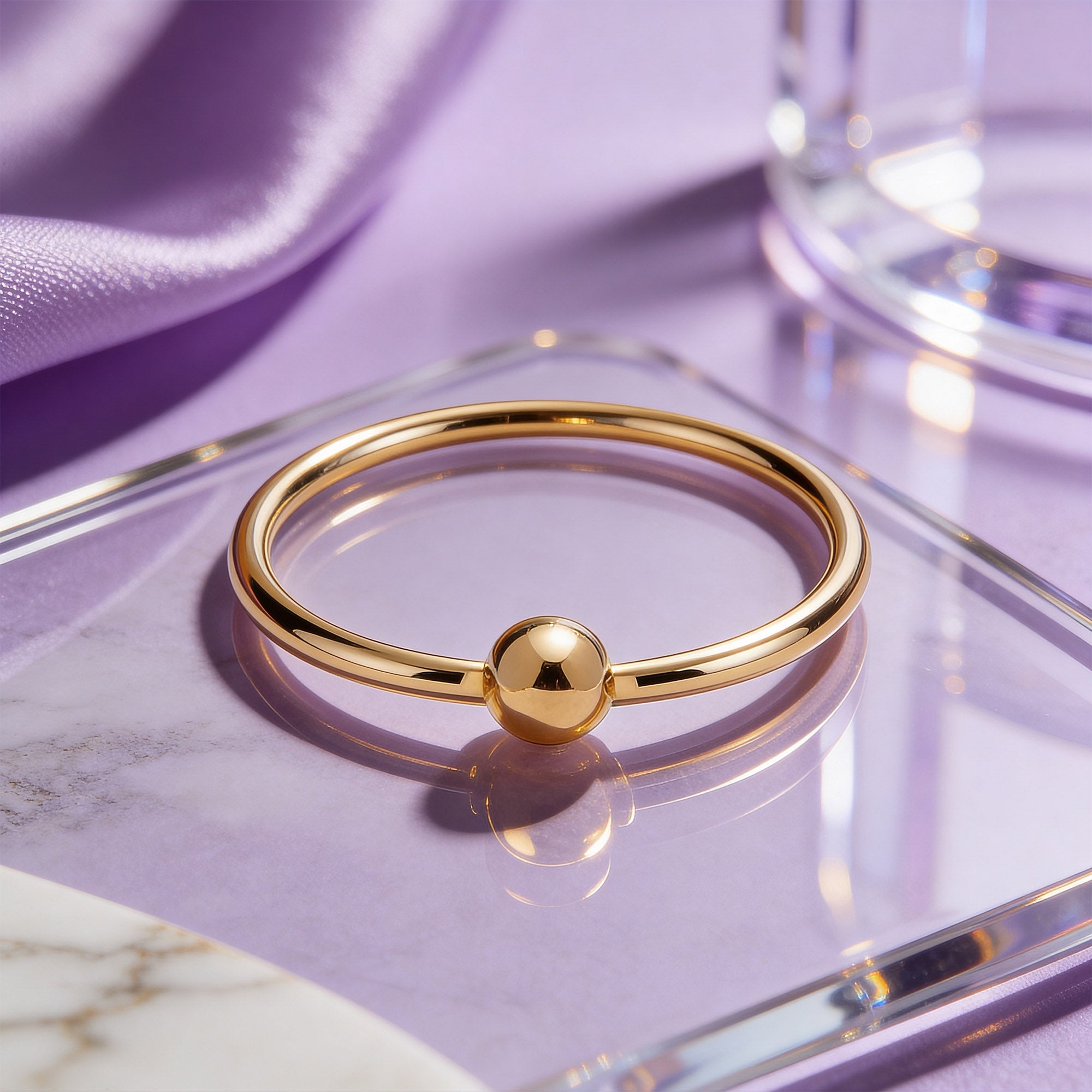 Minimalist Bead Helix Hoop Earring