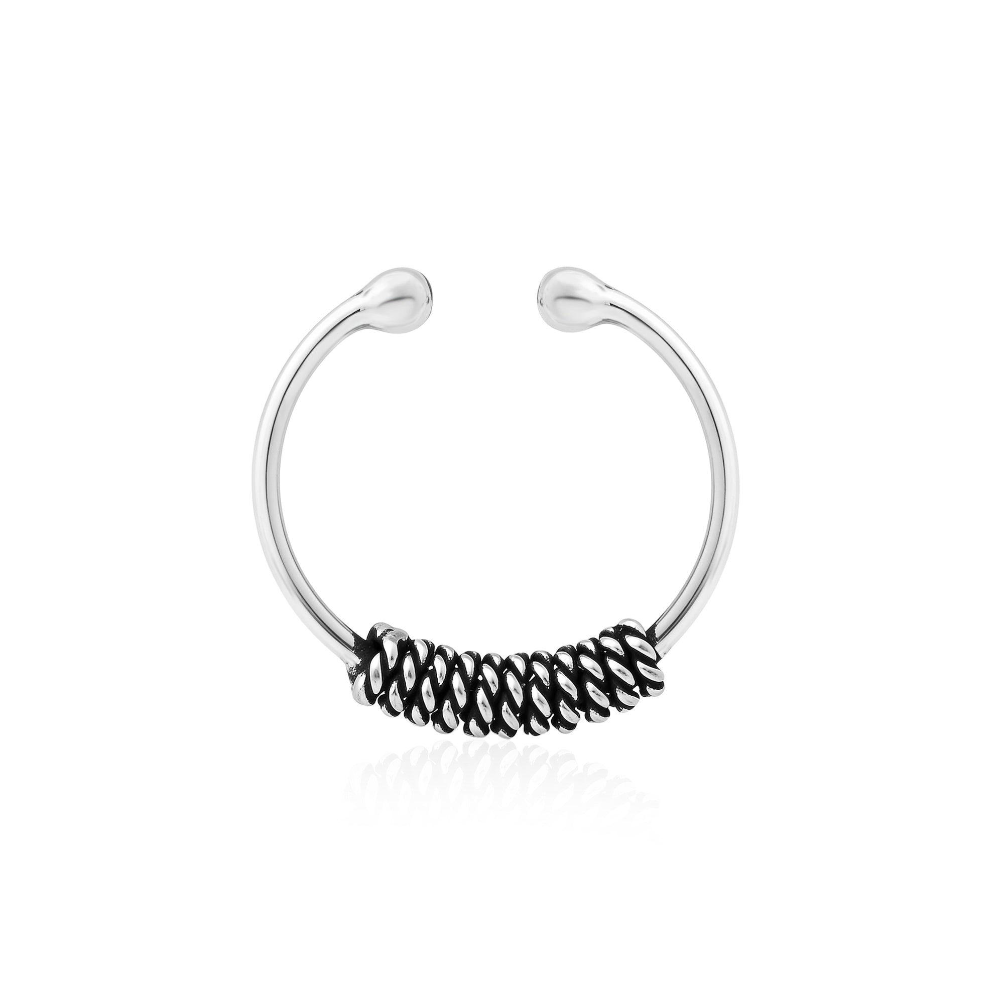 Oxidized Braided Silver Nose Hoop