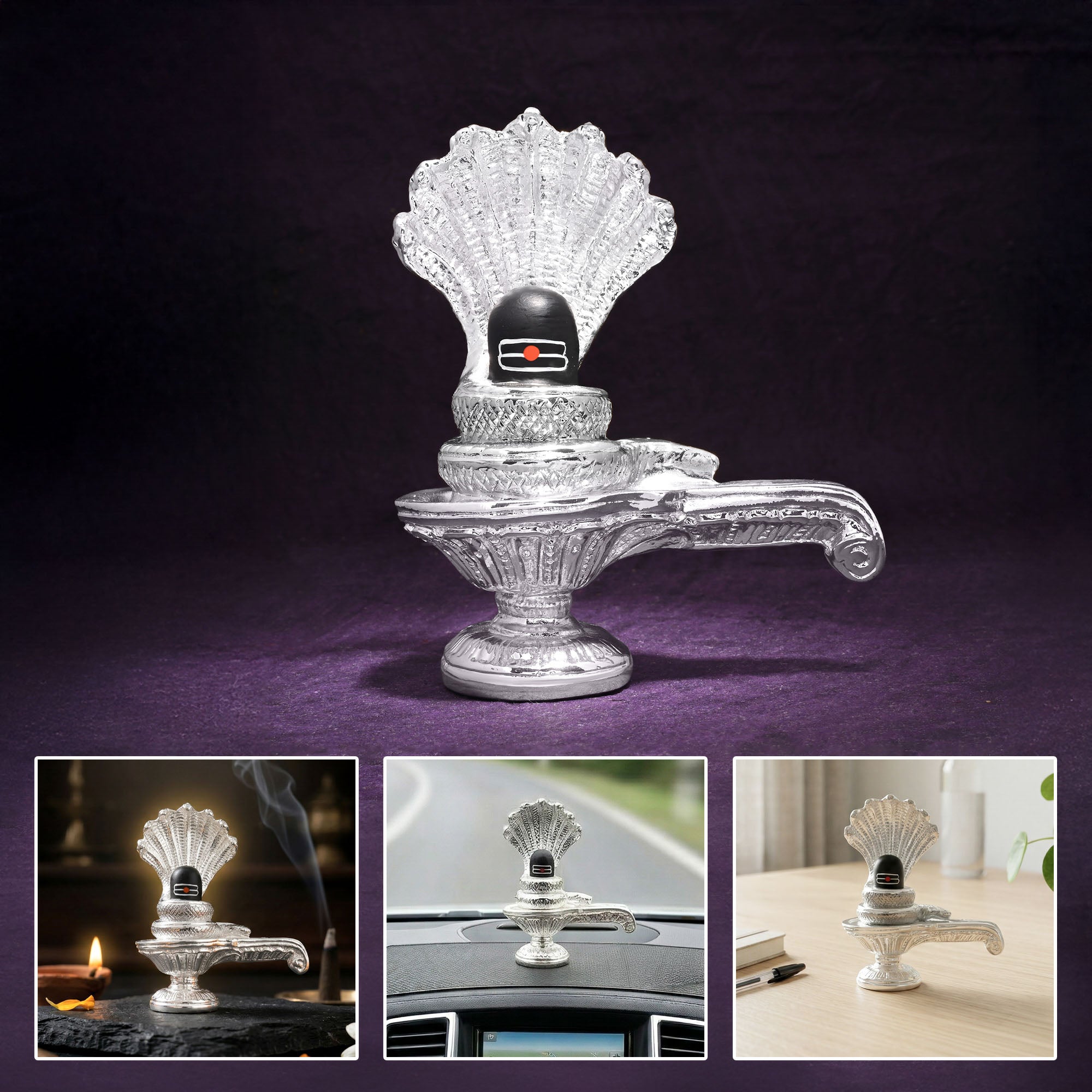 999 Silver Plated Shiva Lingam Idol