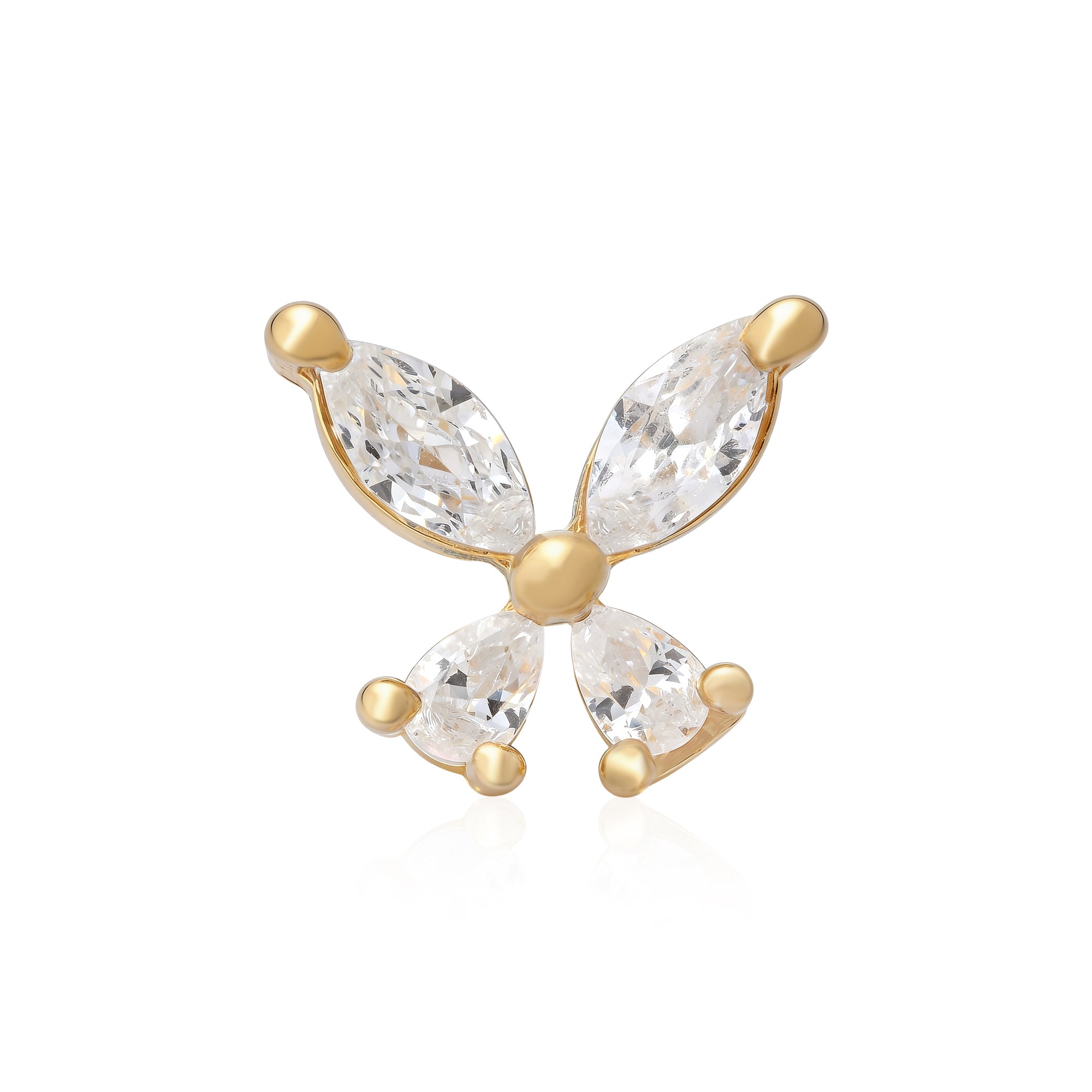 Sparkling Zircon Butterfly Nose Pin