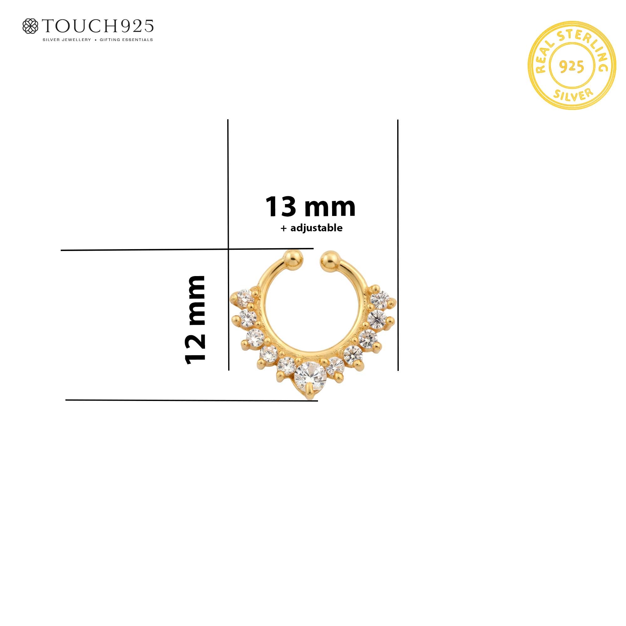 Zircon Halo Hoop Silver Nose Ring