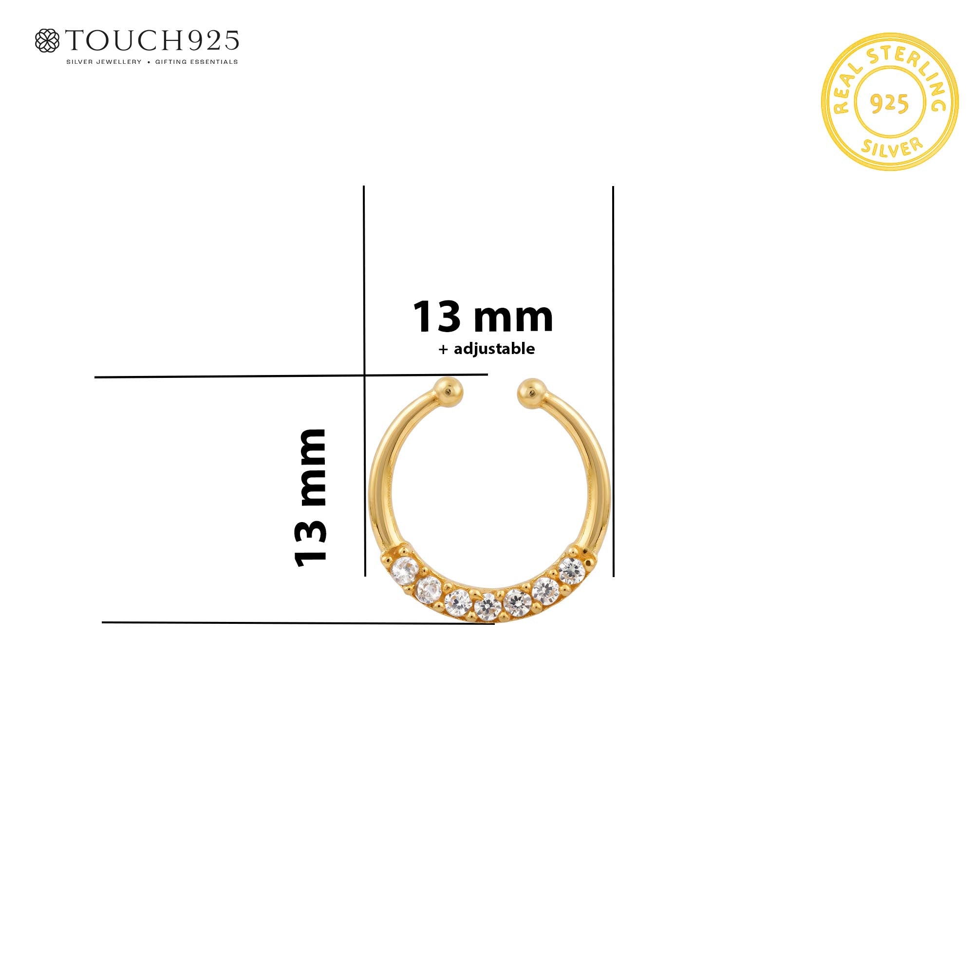 Classic Zircon Hoop Silver Nose Ring