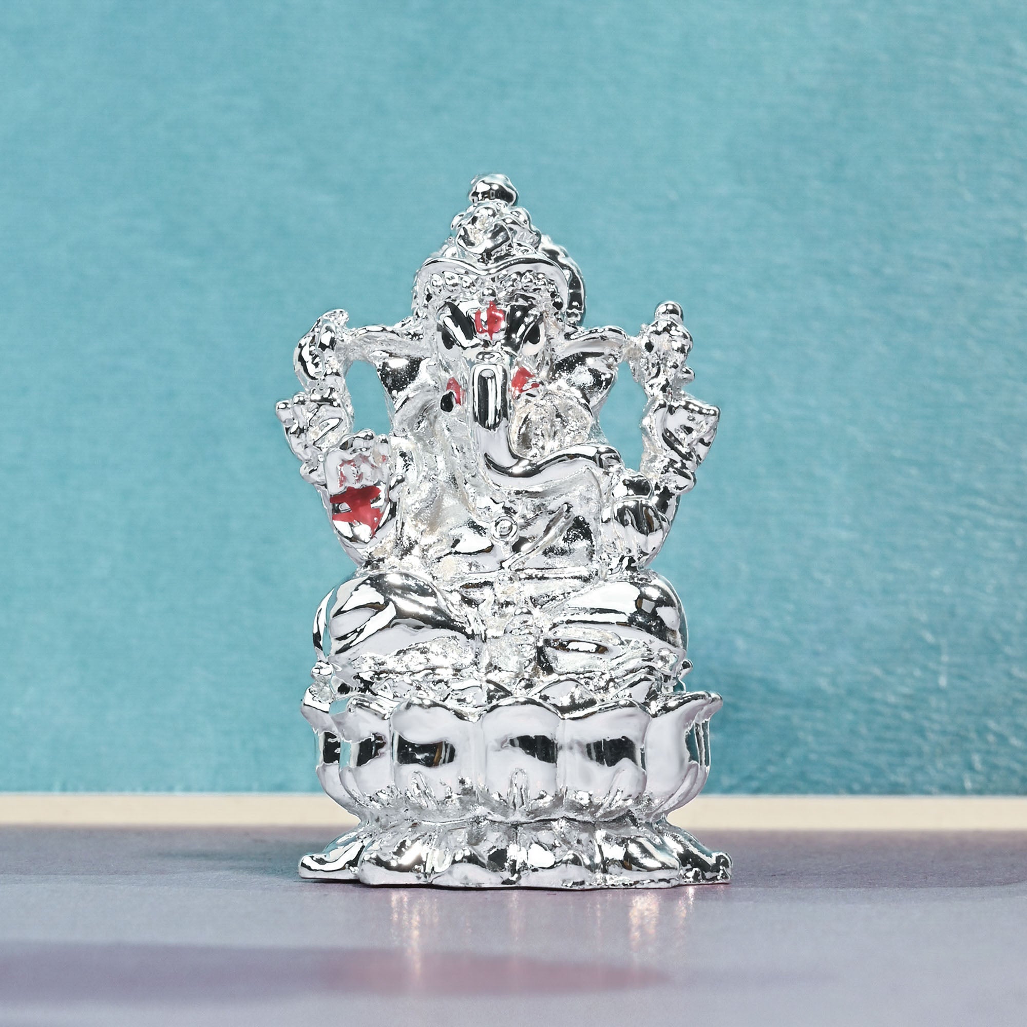 999 Silver Plated Ganesha Idol
