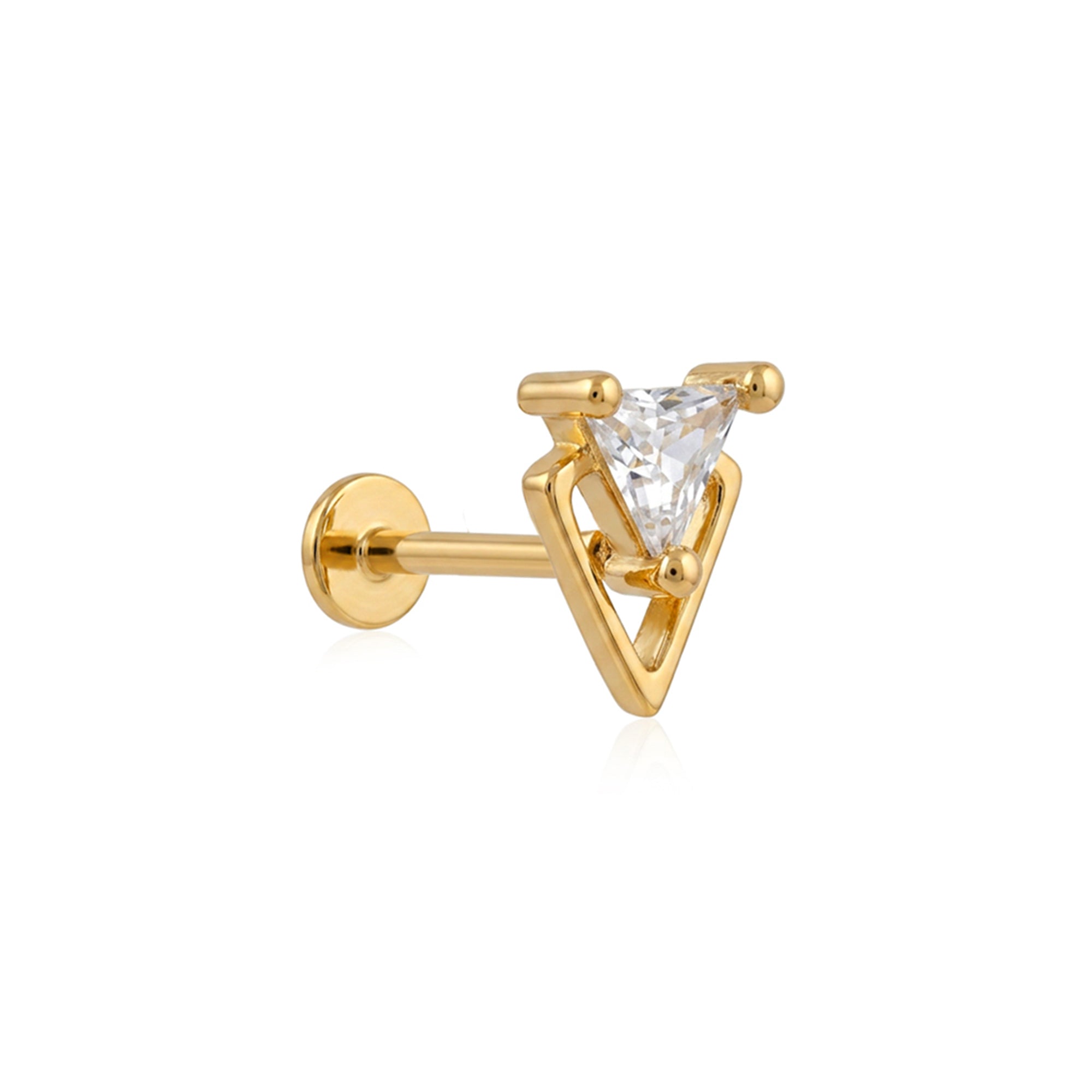 Geometric Triangle Silver Nose Pin