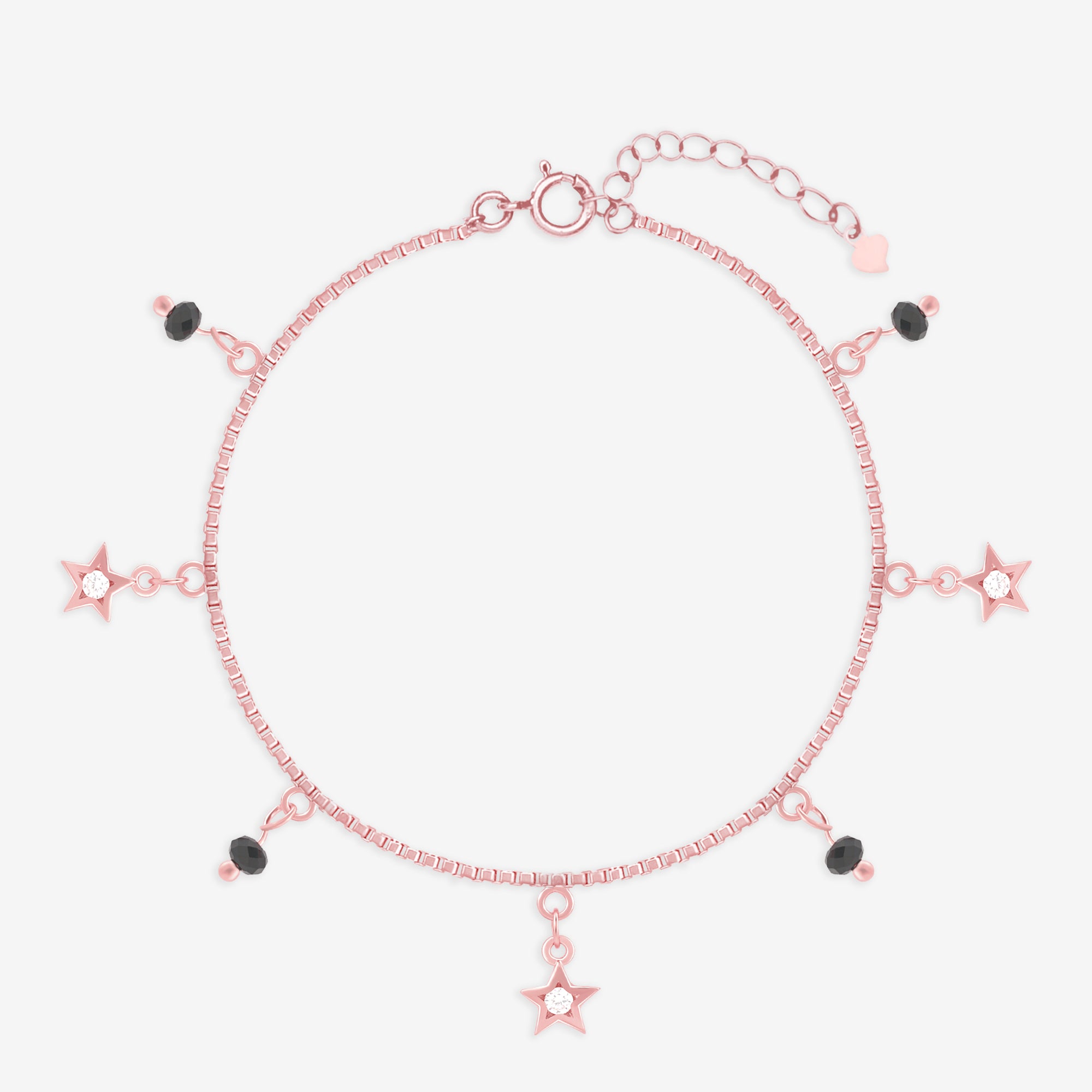 Star Charm Bracelet with Black Beads