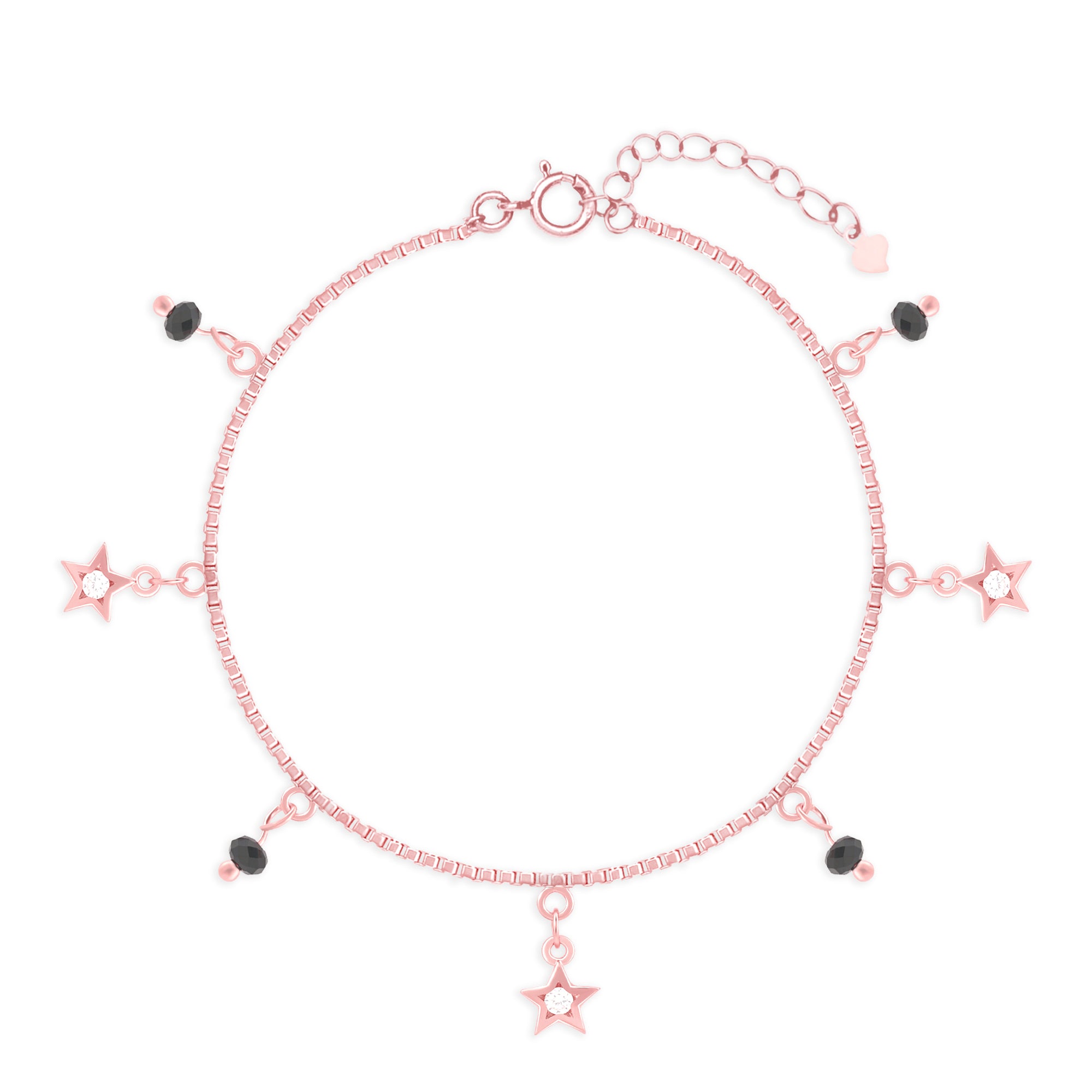 Star Charm Bracelet with Black Beads