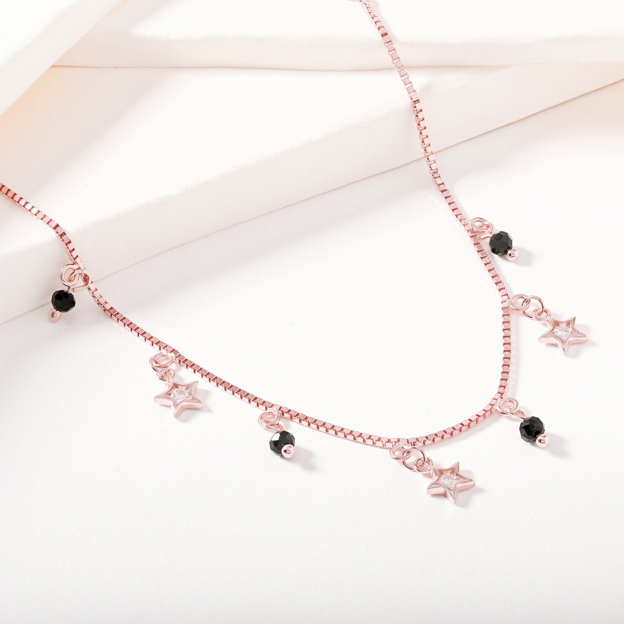 Star Charm Bracelet with Black Beads