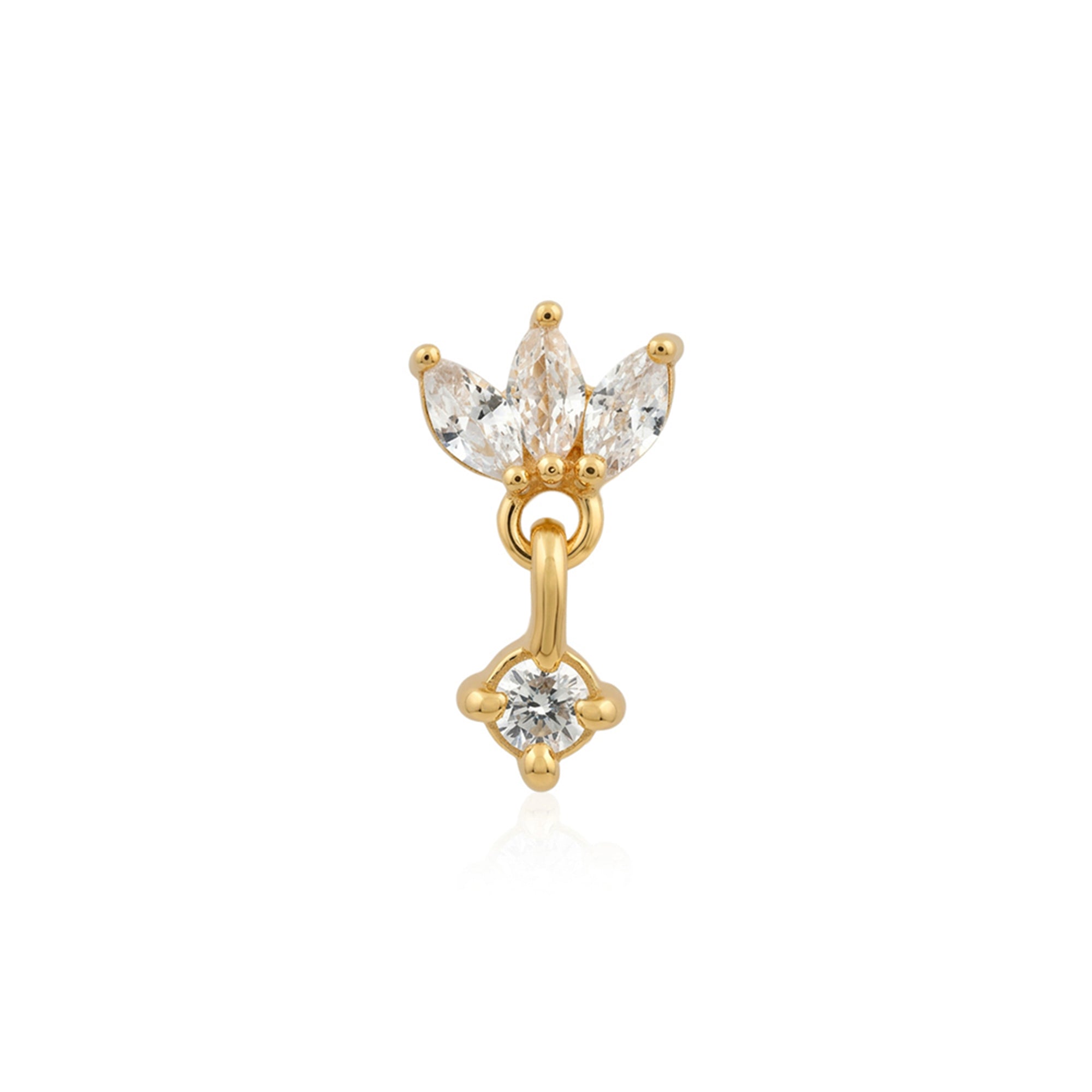 Lotus Cluster Dangling Silver Nose Pin