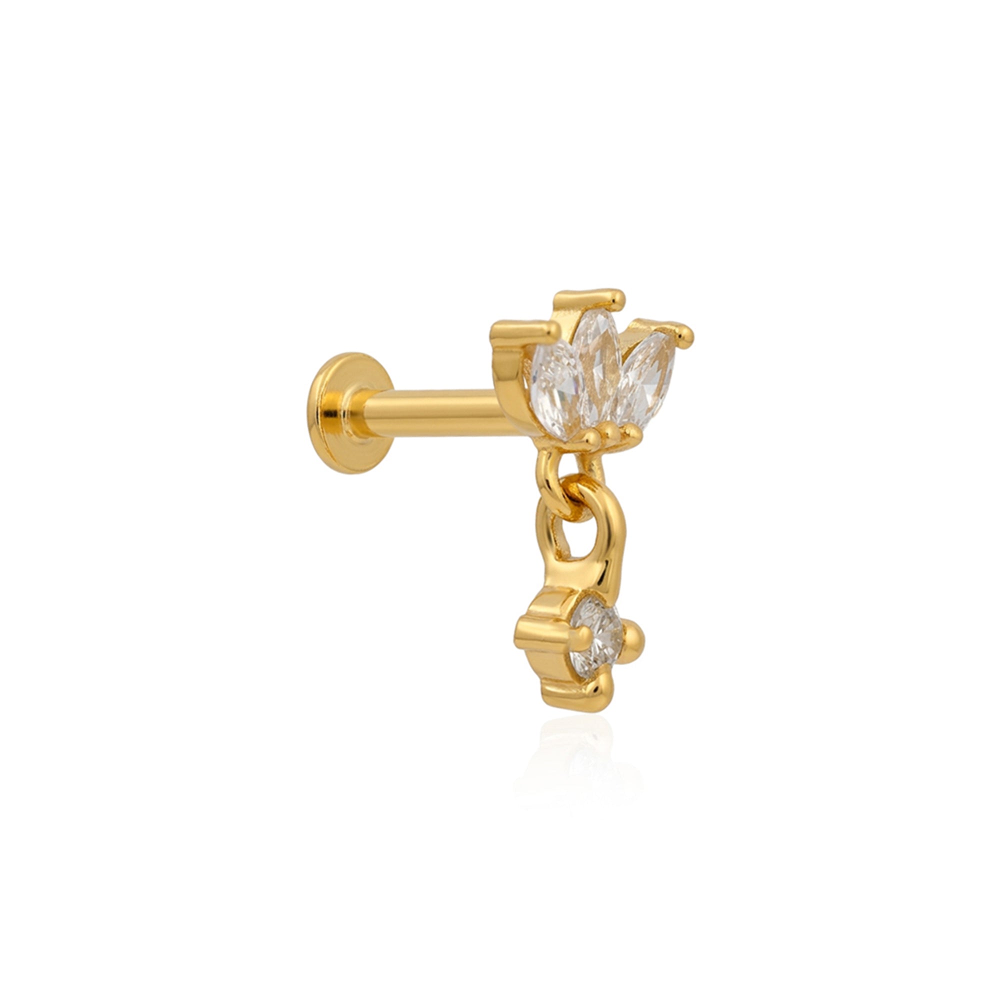 Lotus Cluster Dangling Silver Nose Pin