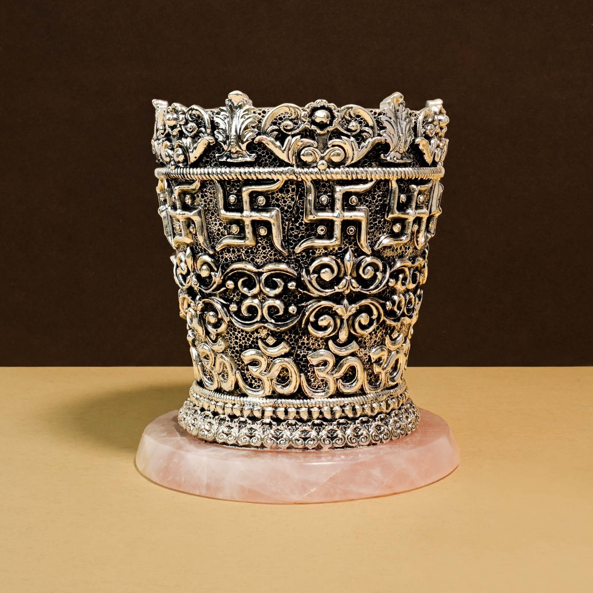 999 Silver Plated Swastik Tulsi Pot