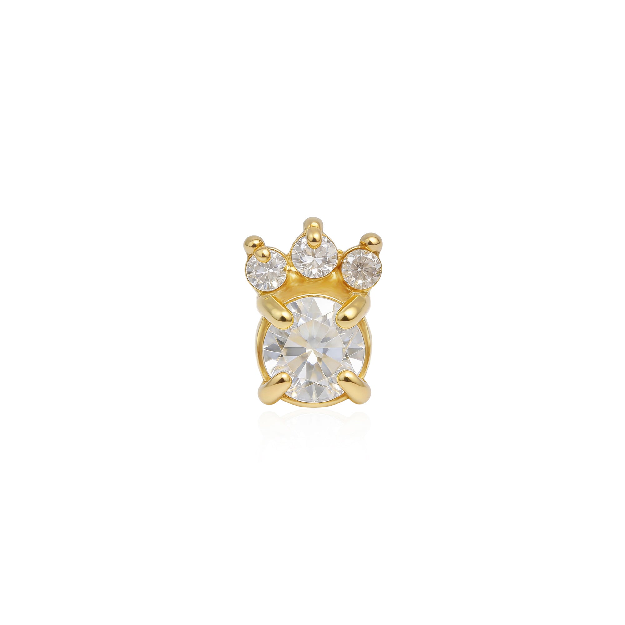 Crown Solitaire Silver Nose Pin