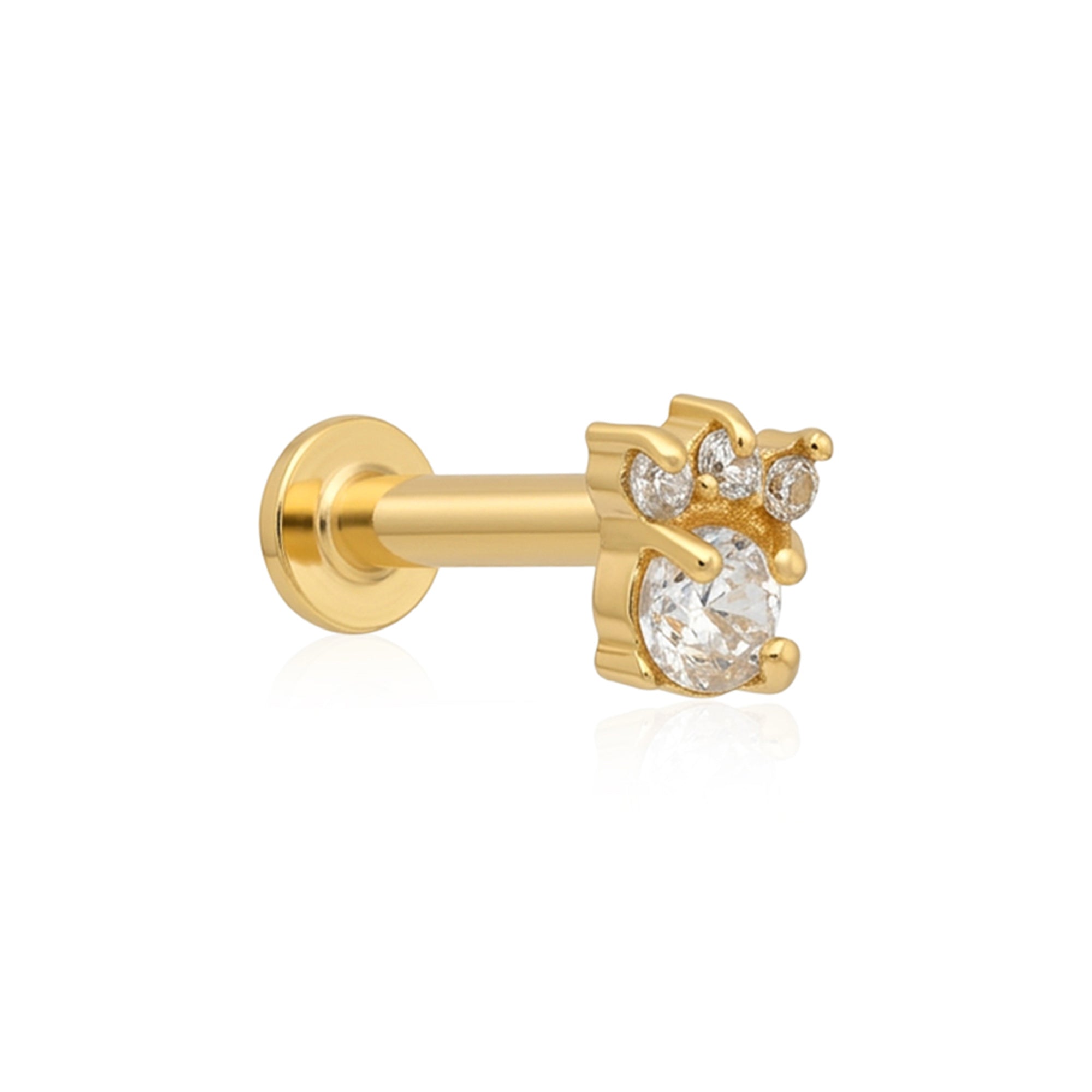 Crown Solitaire Silver Nose Pin