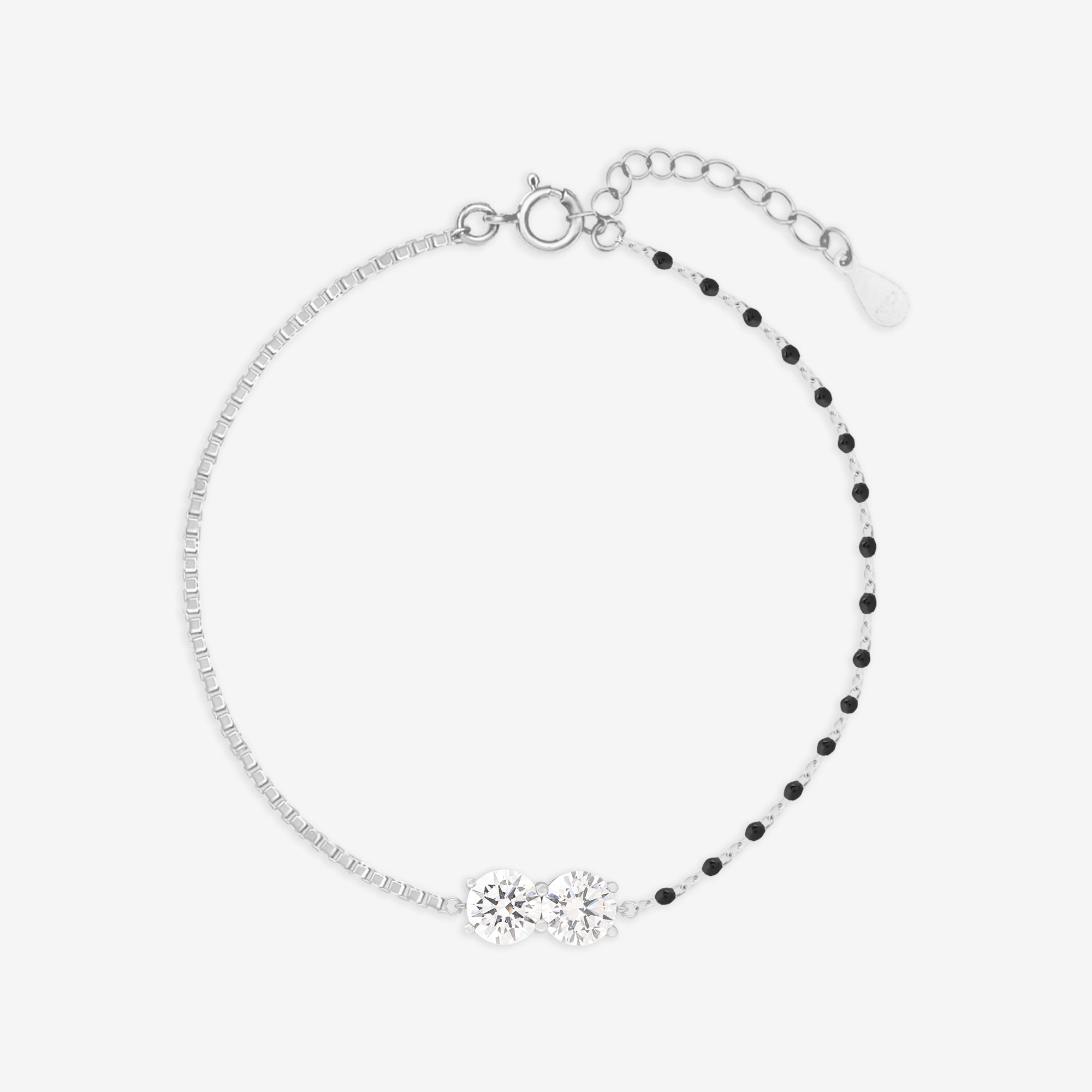 Two-Stone Black Beads Bracelet
