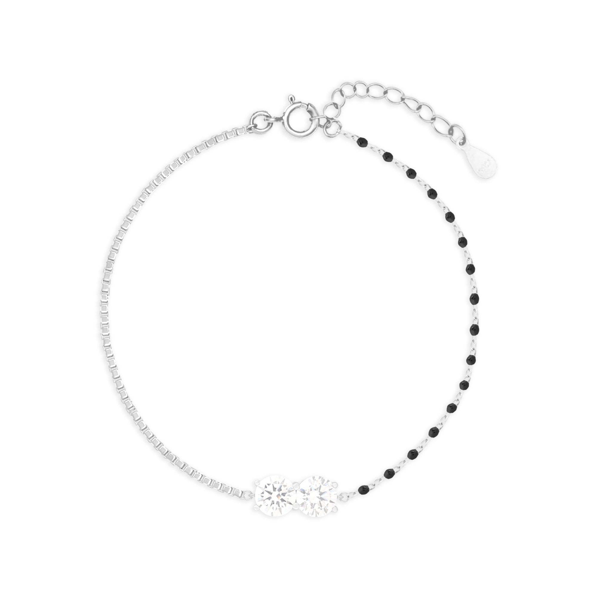 Two-Stone Black Beads Bracelet