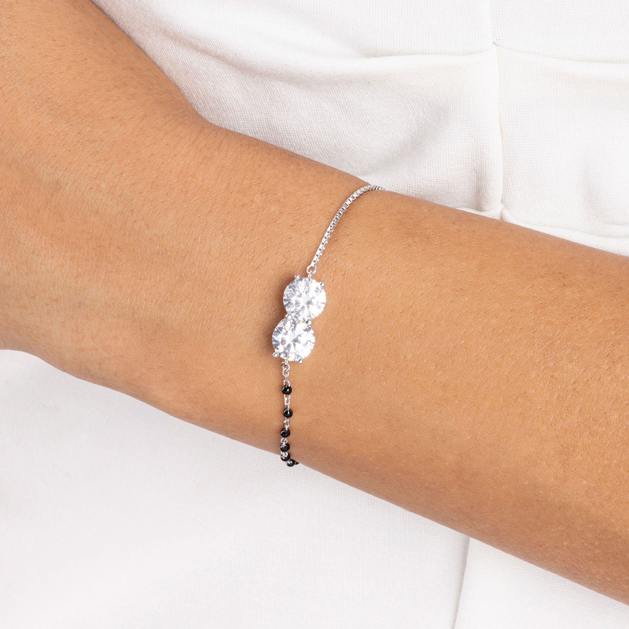 Two-Stone Black Beads Bracelet