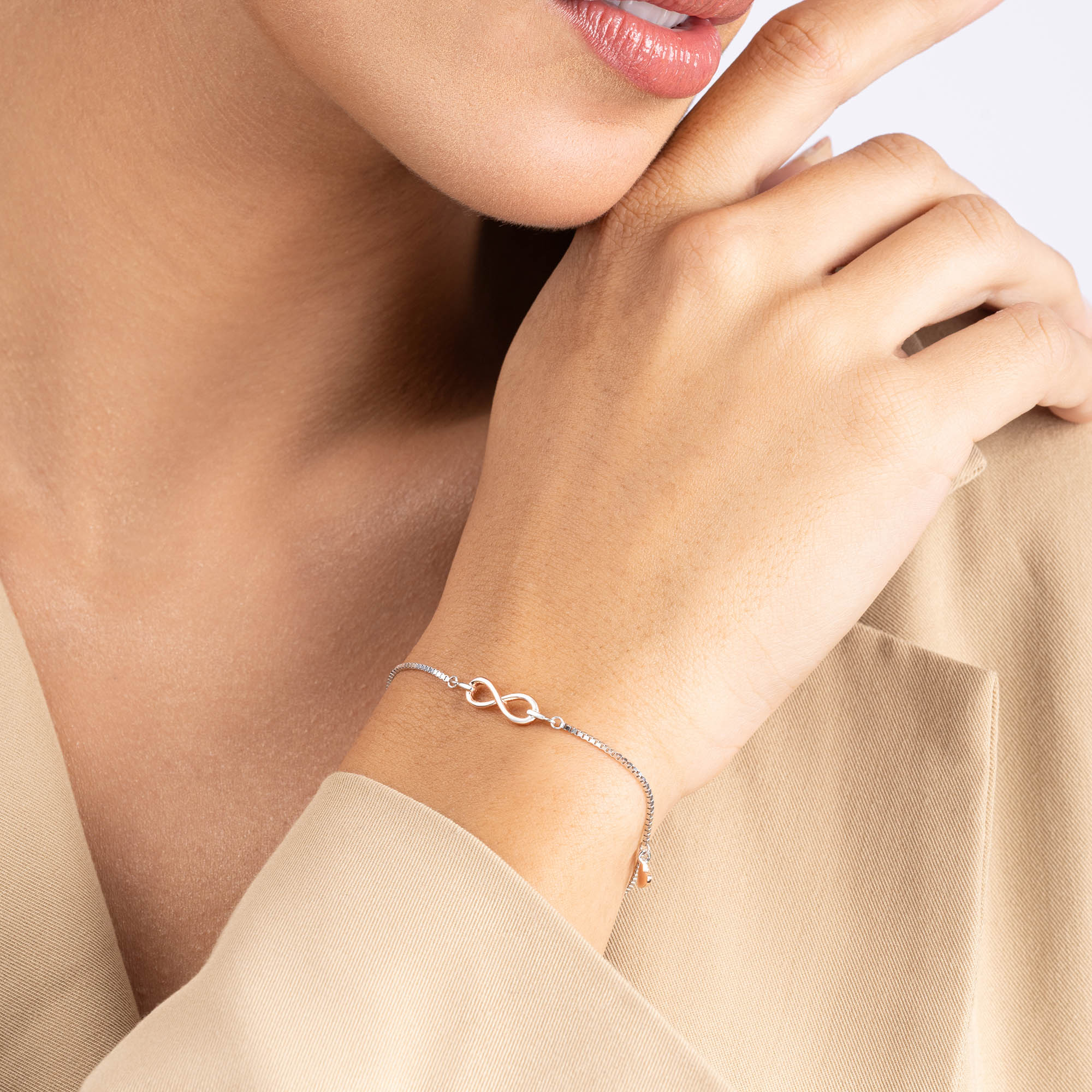 Infinity Charm Bracelet with Heart Drop