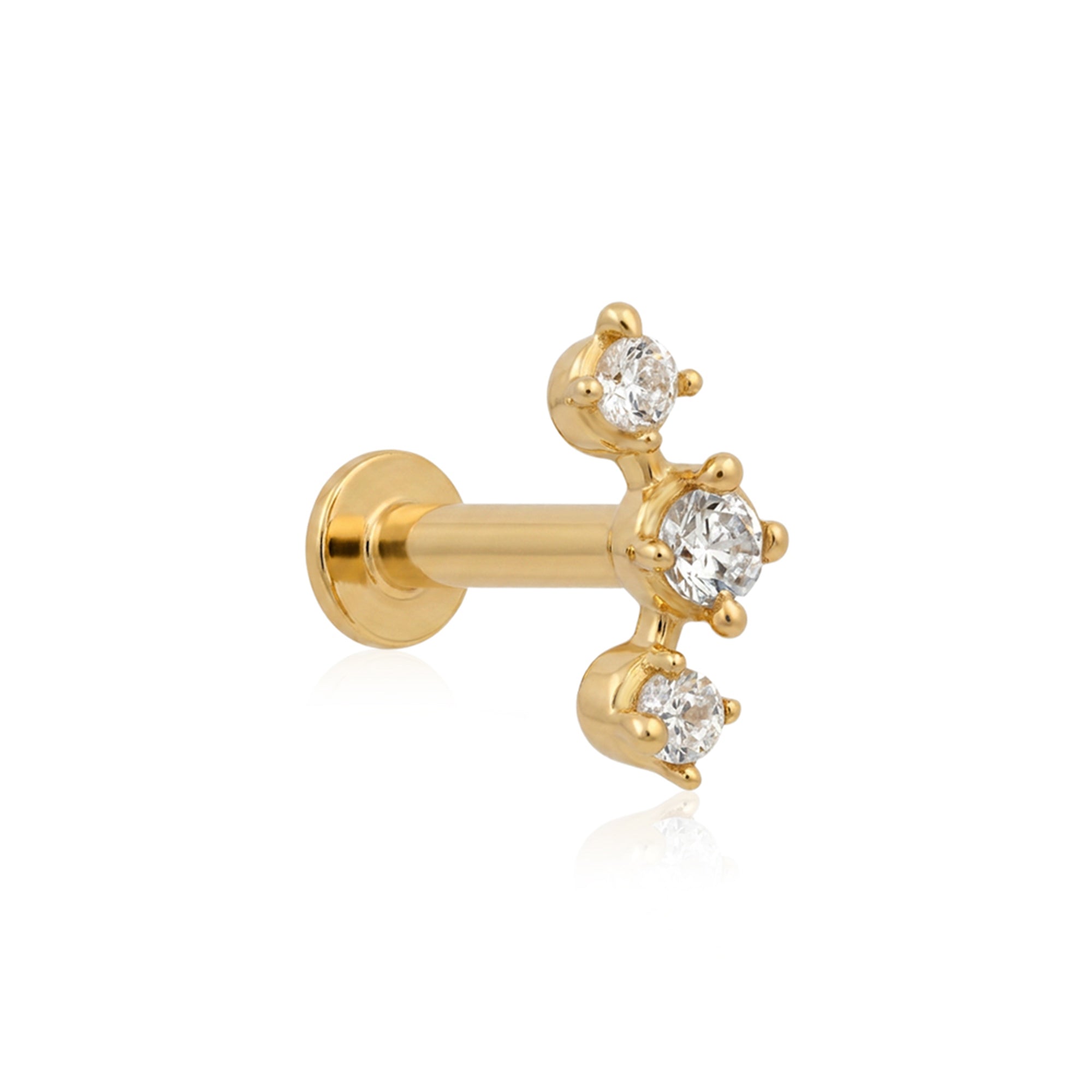 Curved Triple Zircon Silver Nose Pin