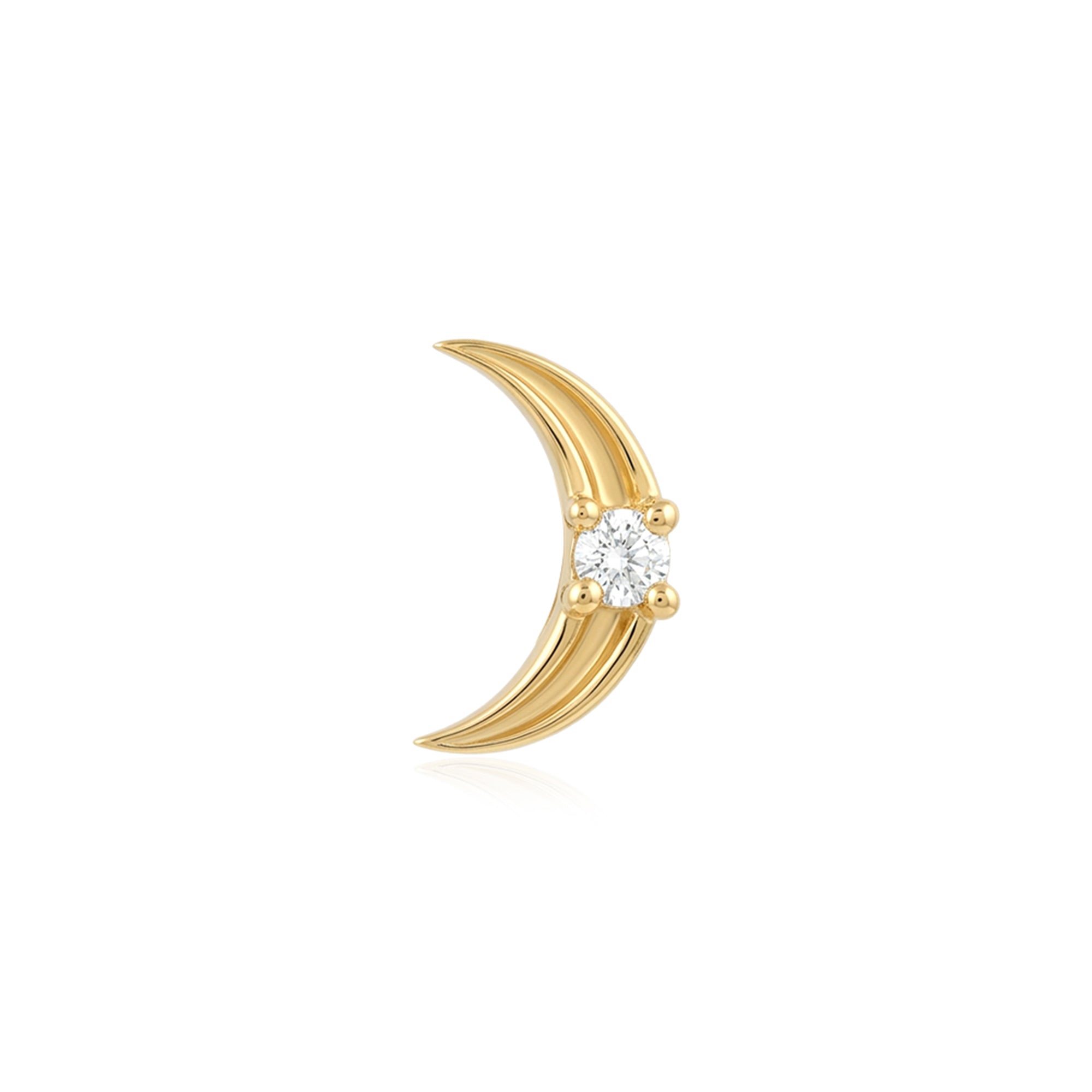 Crescent Moon Silver Nose Pin
