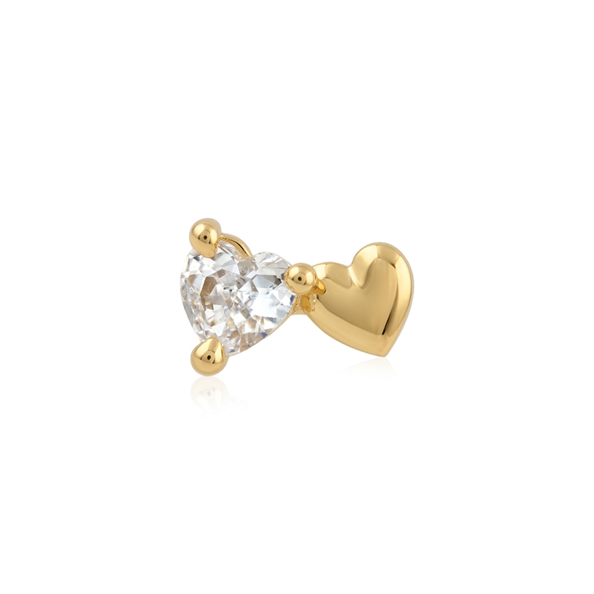 Dual Heart Zircon Silver Nose Pin