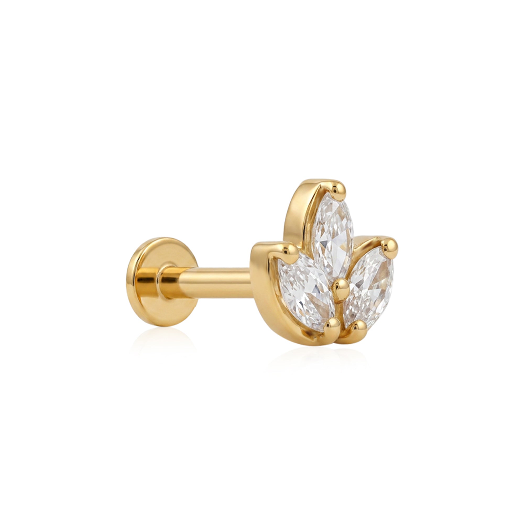 Marquise Lotus Silver Nose Pin
