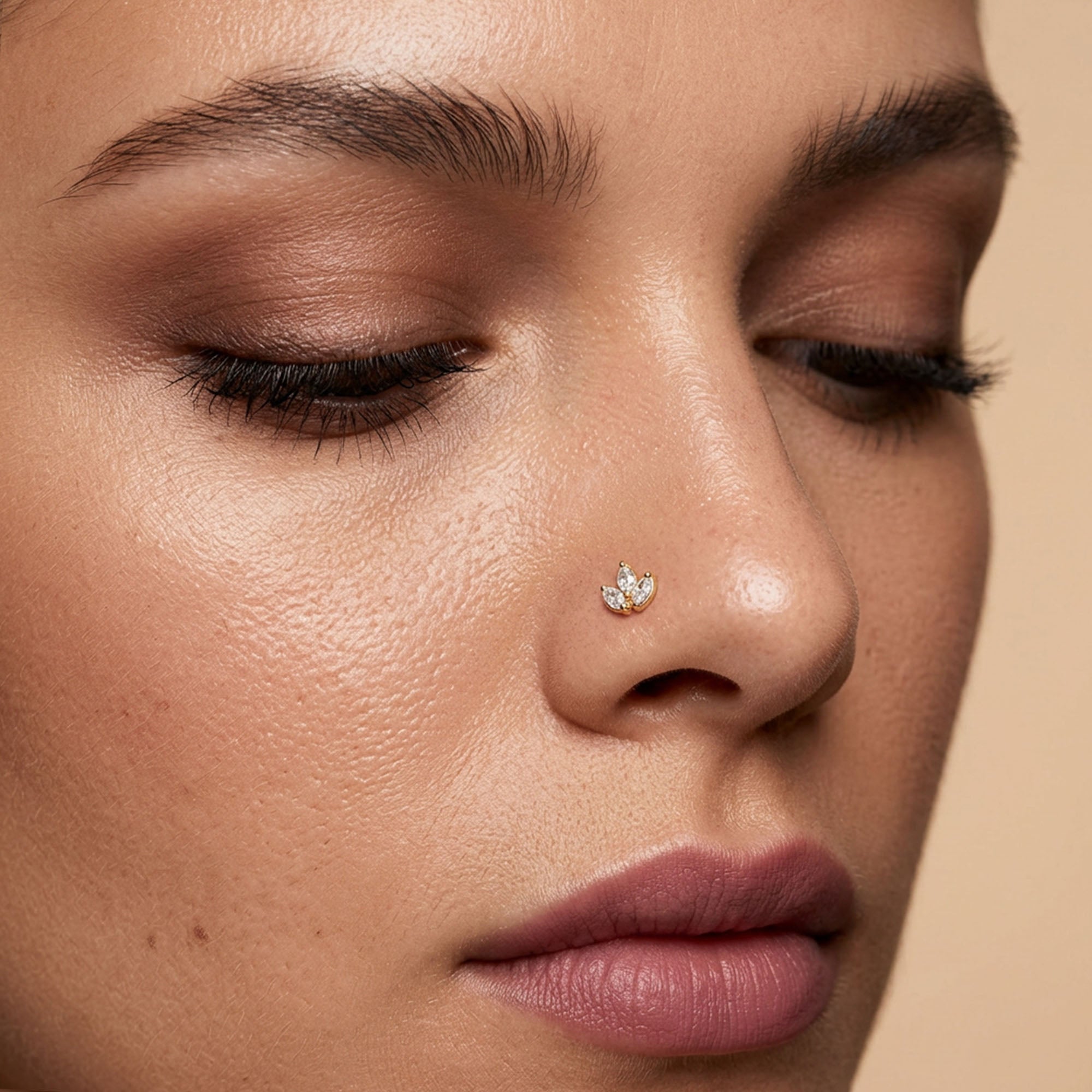Marquise Lotus Silver Nose Pin