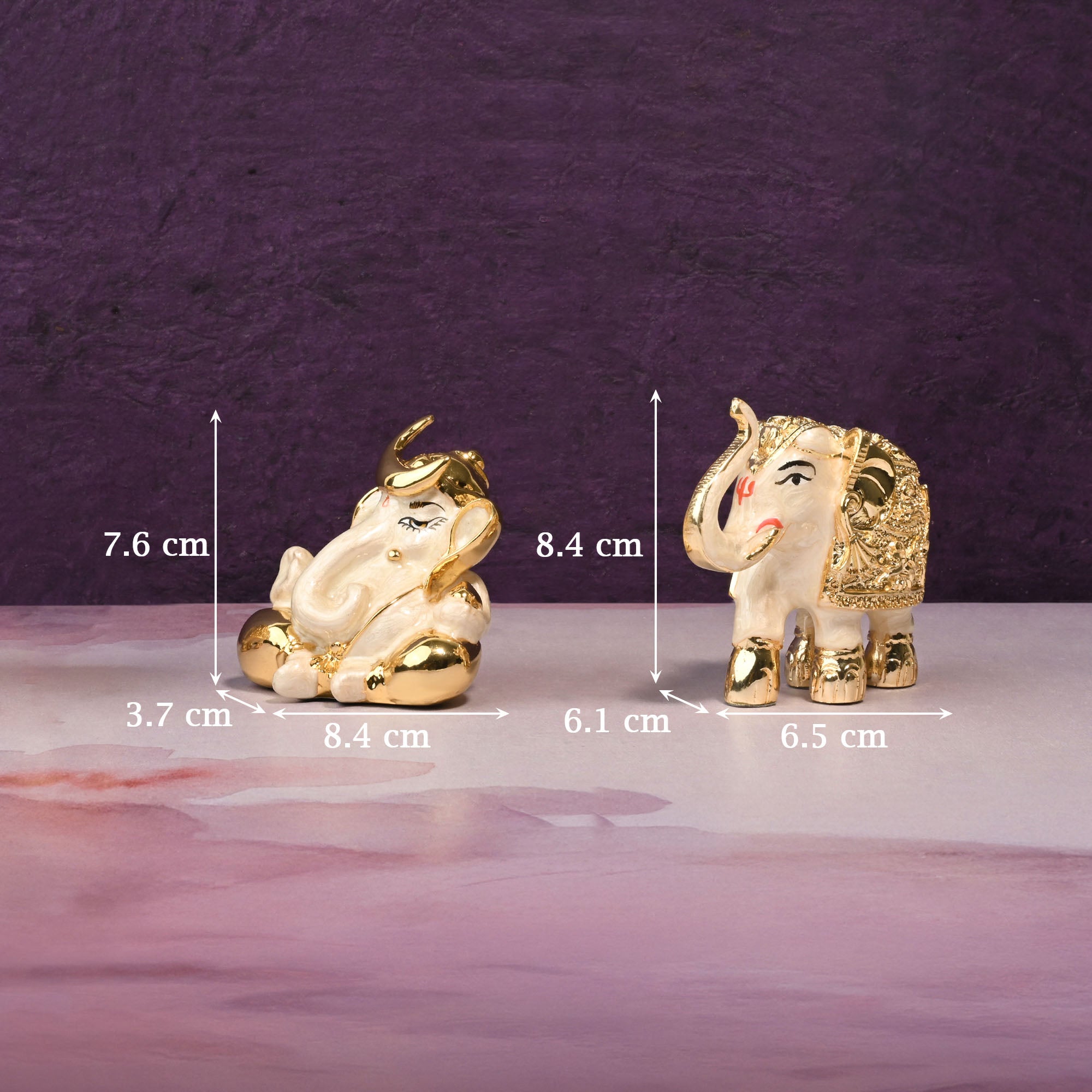 24K Gold Plated Ganesha & Elephant Set