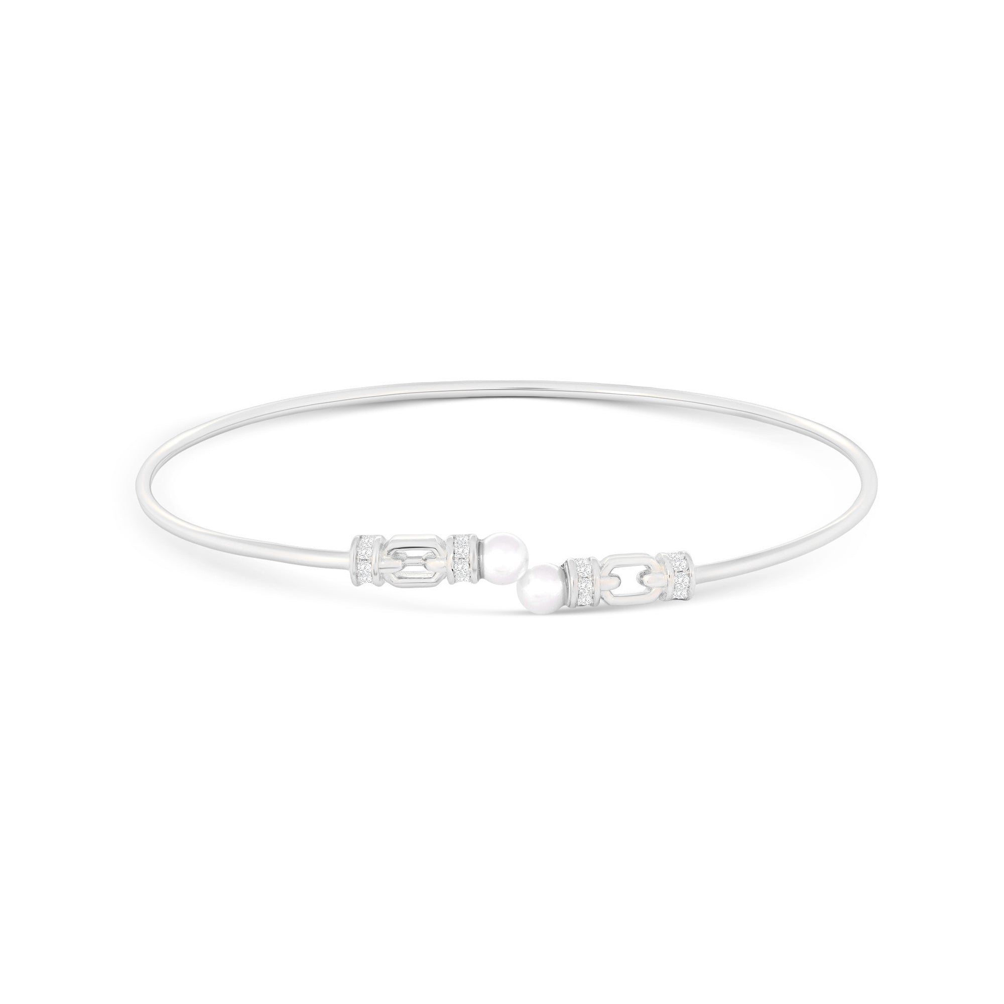 Linked Pearl Silver Kada