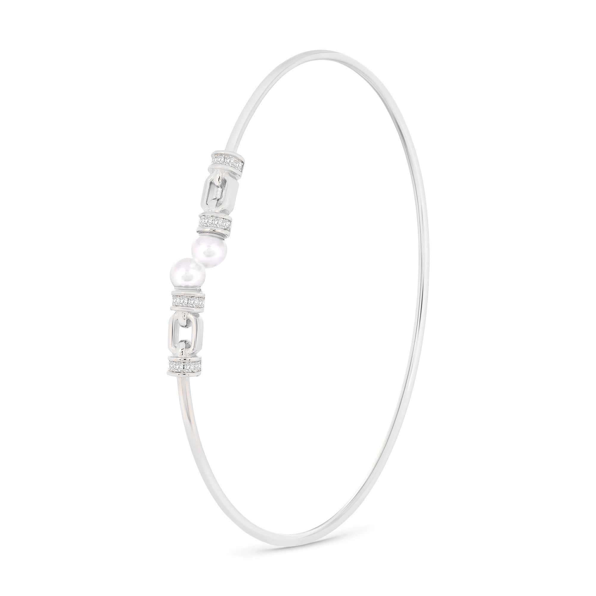 Linked Pearl Silver Kada