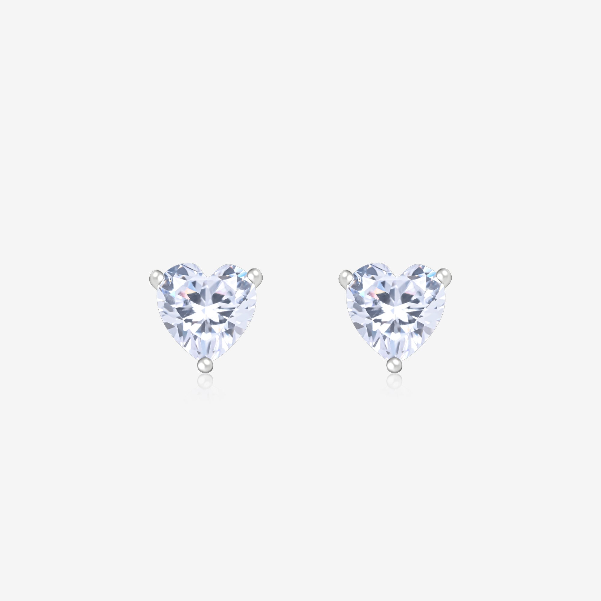 Silver Heart Stone Studs