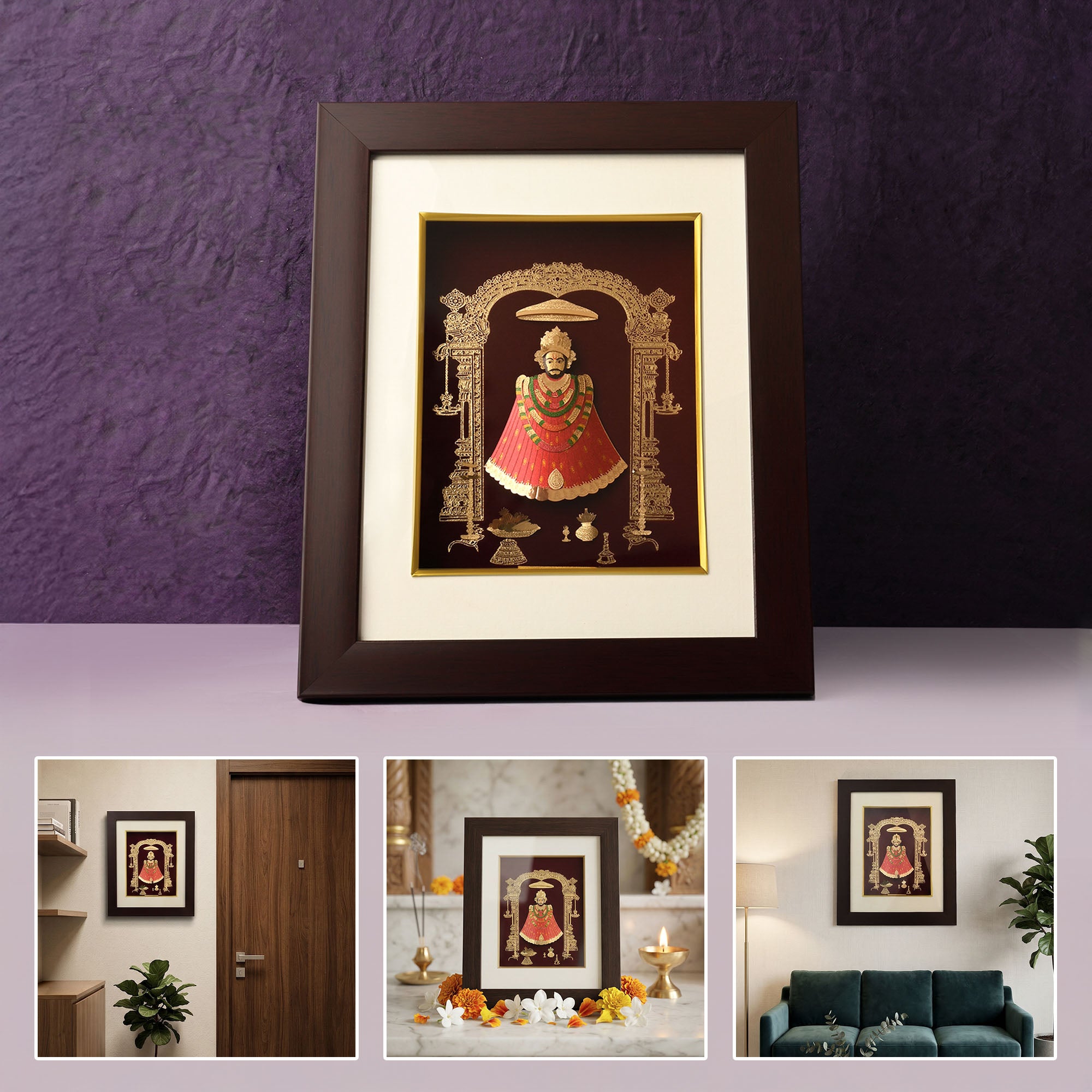 24K Gold Plated Khatu Shyam Ji Frame