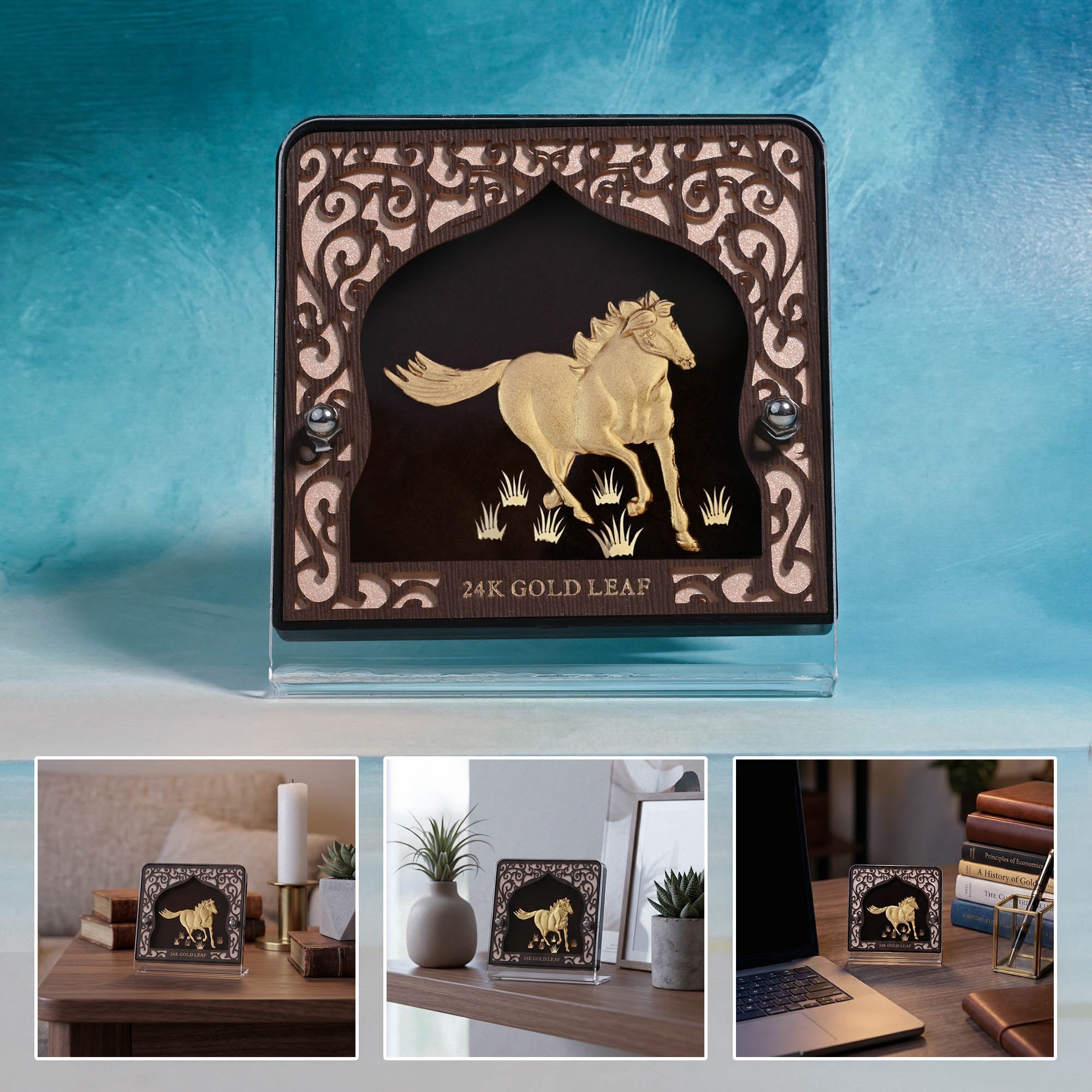 24K Gold Foil Running Horse Frame