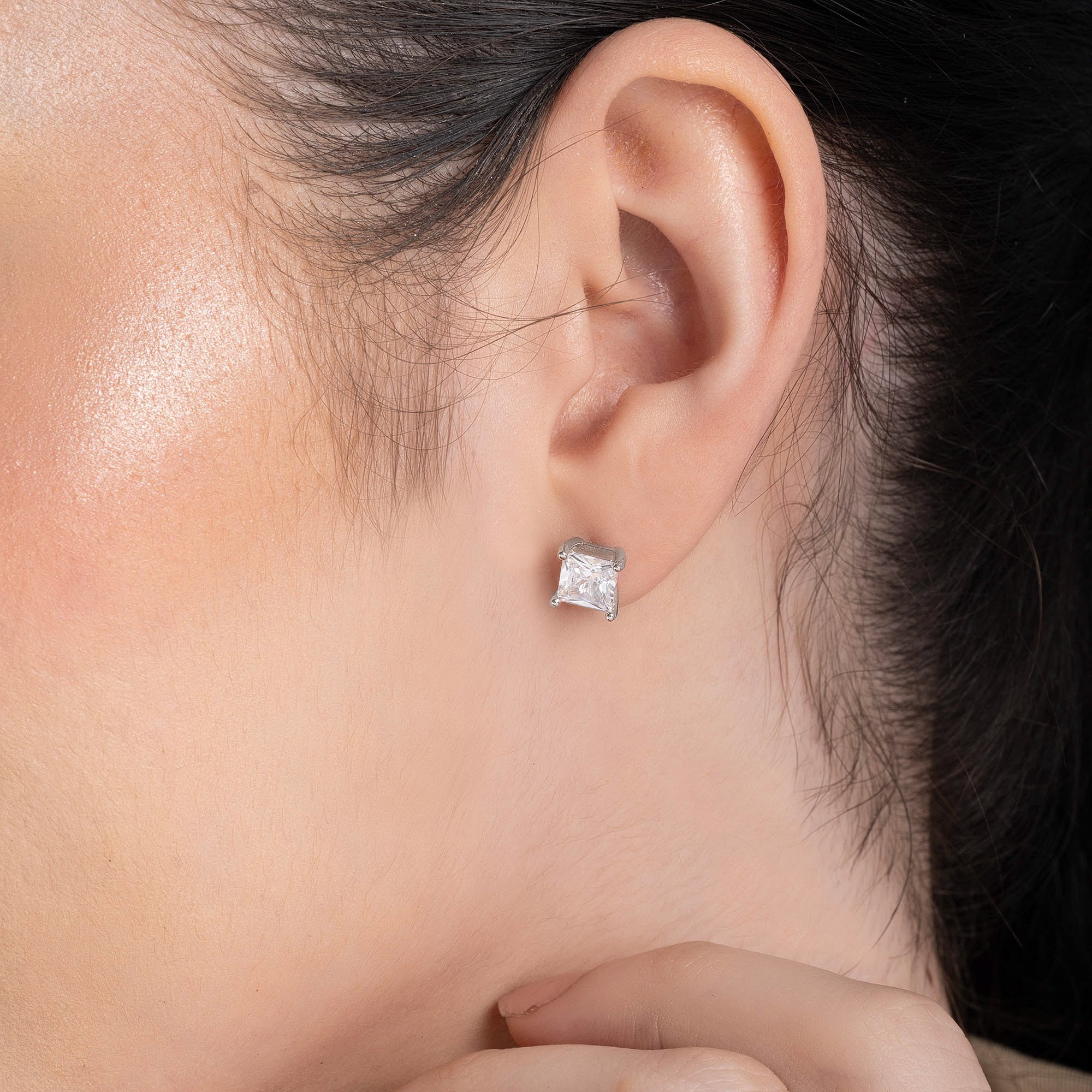 Square-Cut CZ Studs