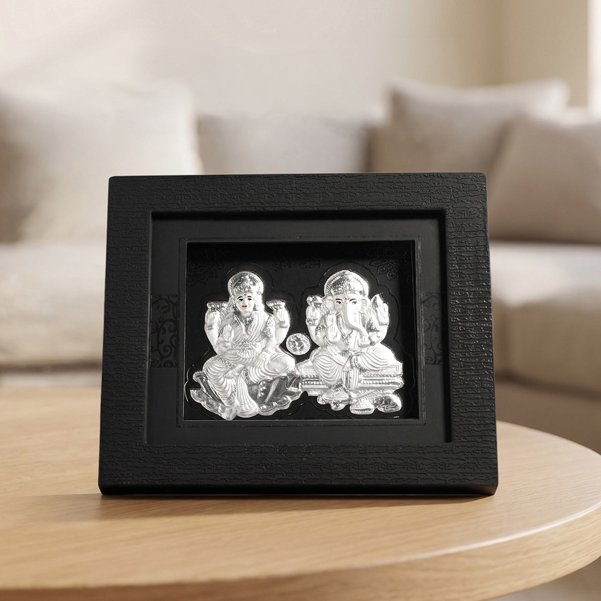 999 Silver Lakshmi Ganesh Blessings Idol Frame