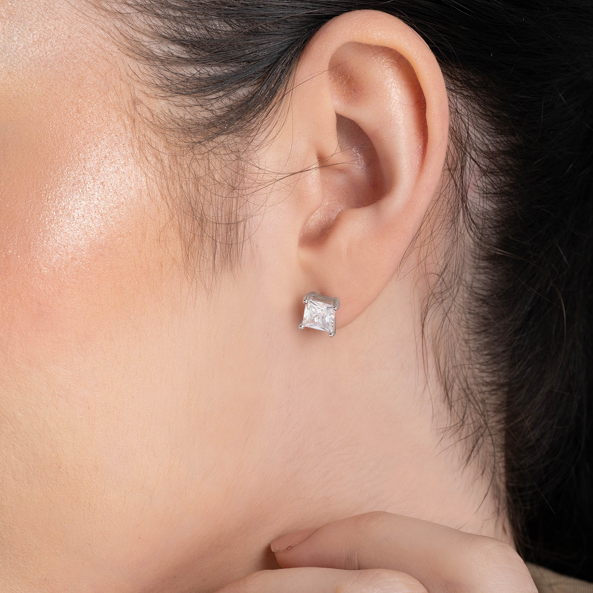 Square-Cut CZ Studs