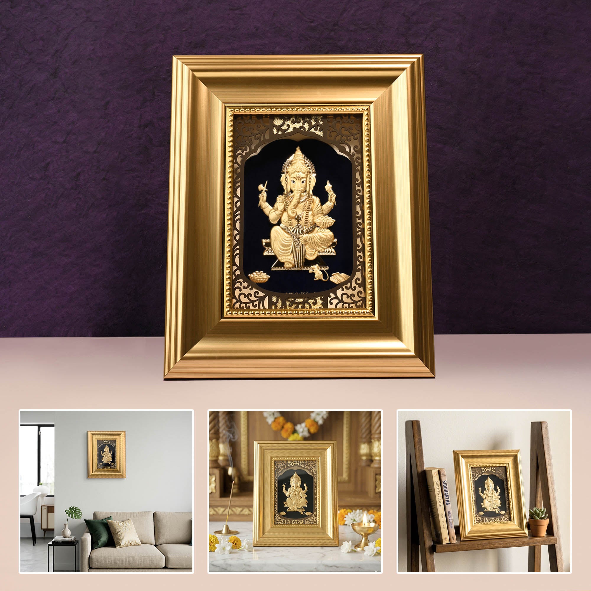 24K Gold Foil Lord Ganesha Frame