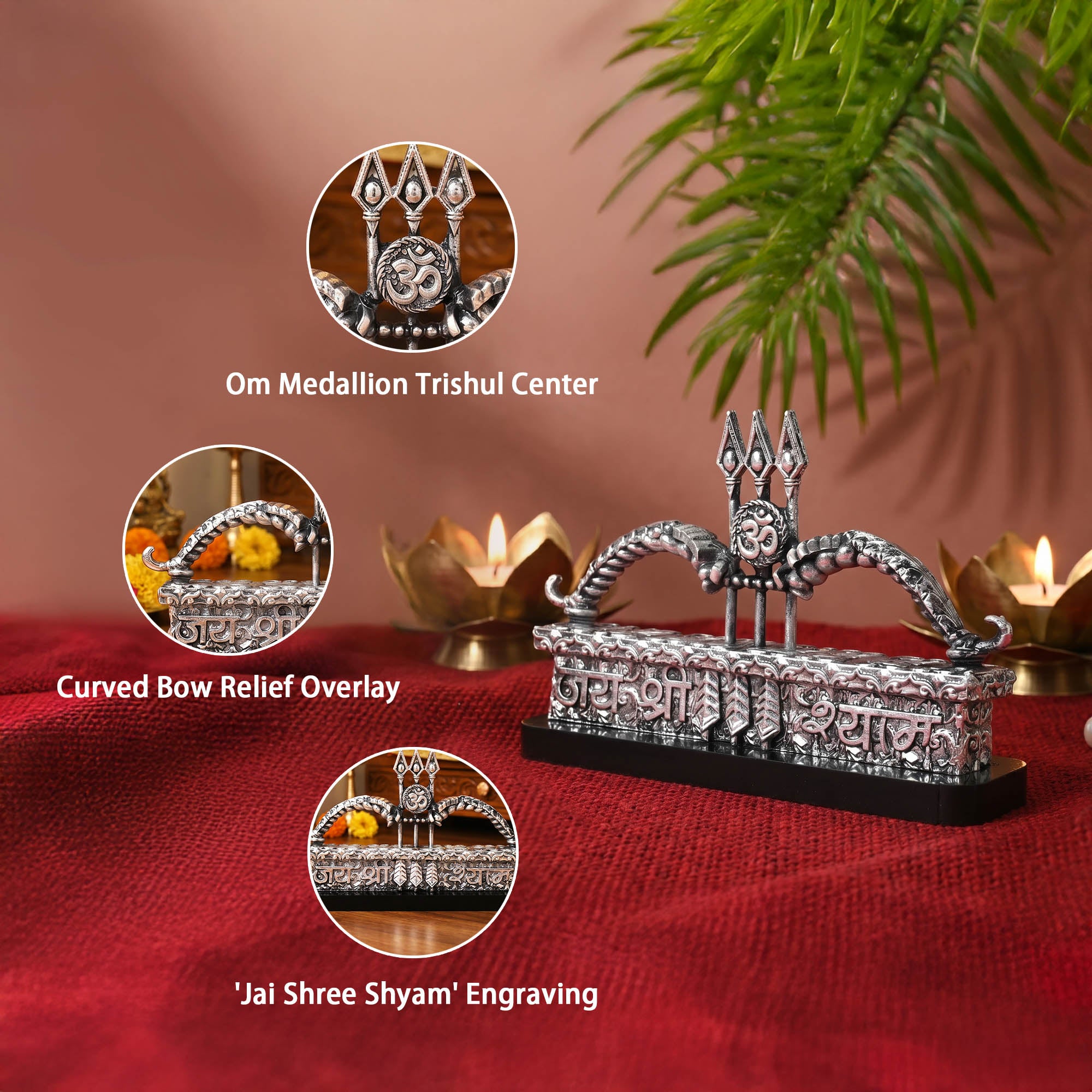 999 Silver Khatu Shyam Bow Trishul