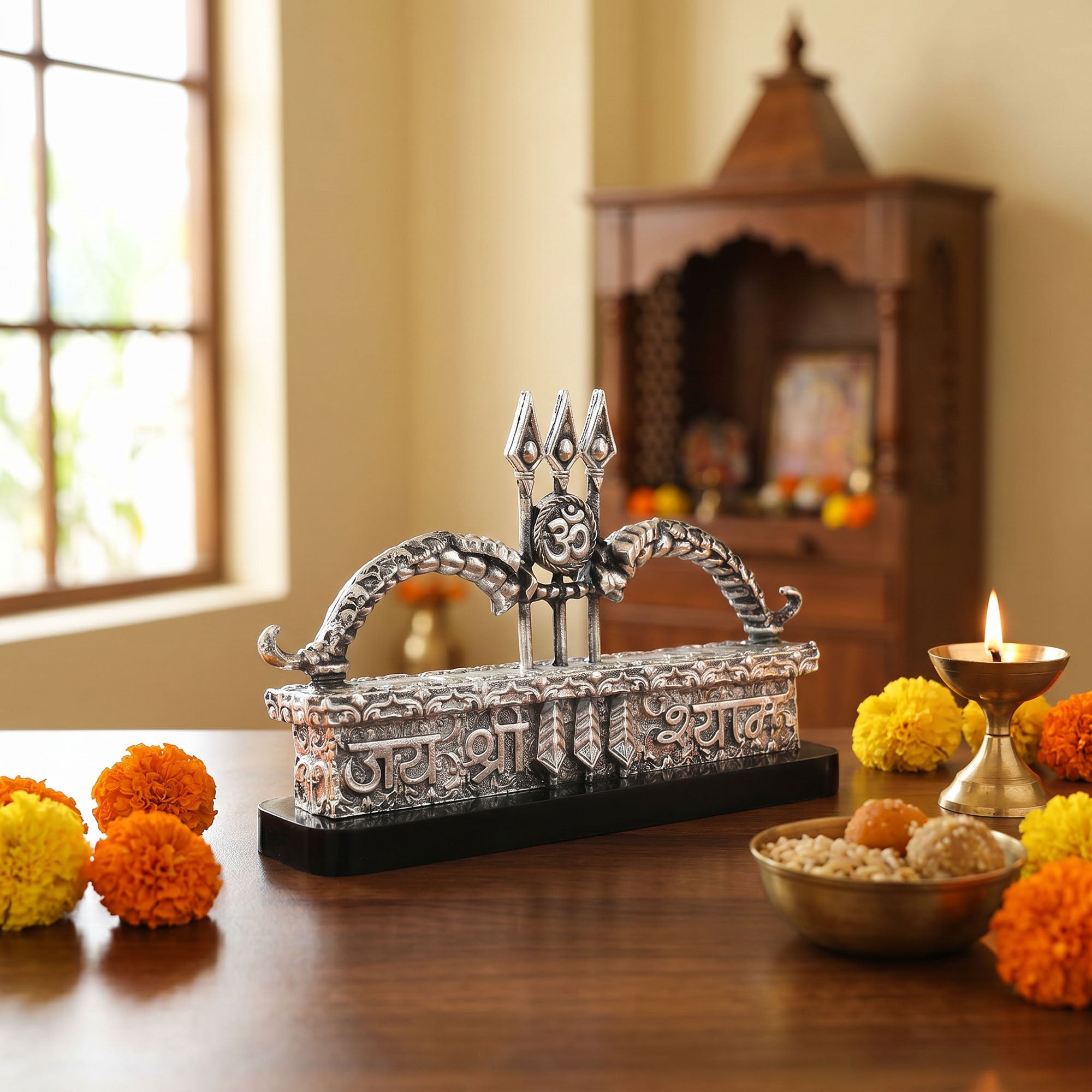 999 Silver Khatu Shyam Bow Trishul