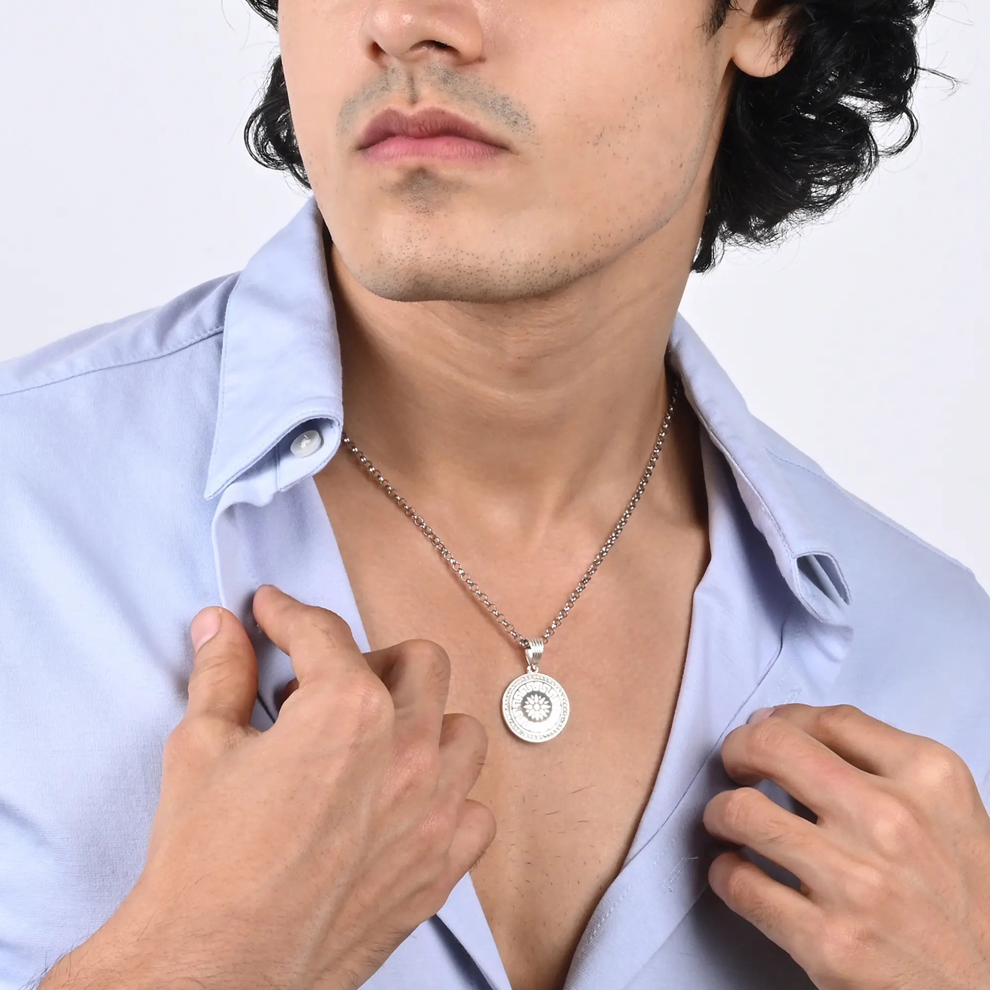 Spiked Circle Silver Locket