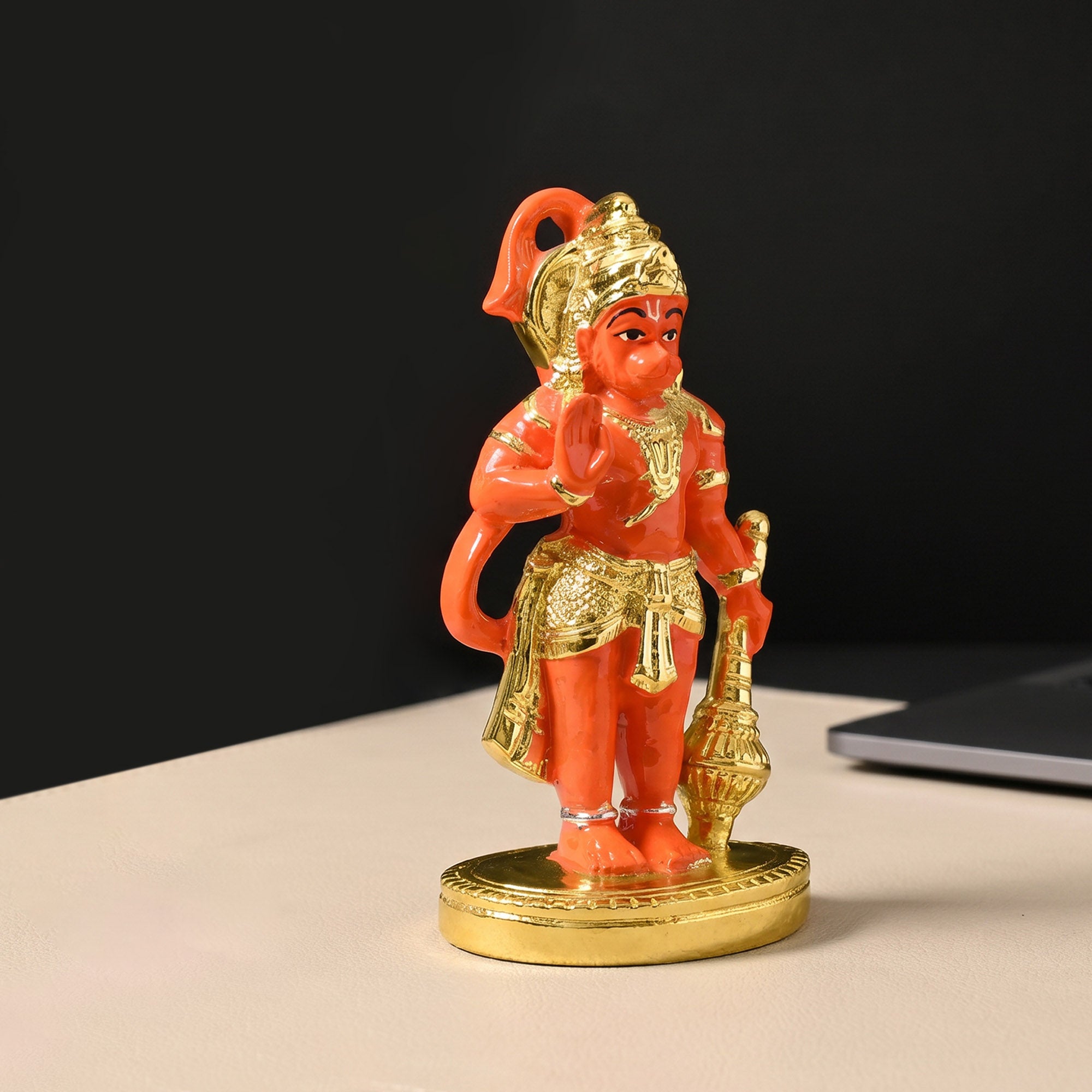 999 Silver Gold-Finish Hanuman Idol
