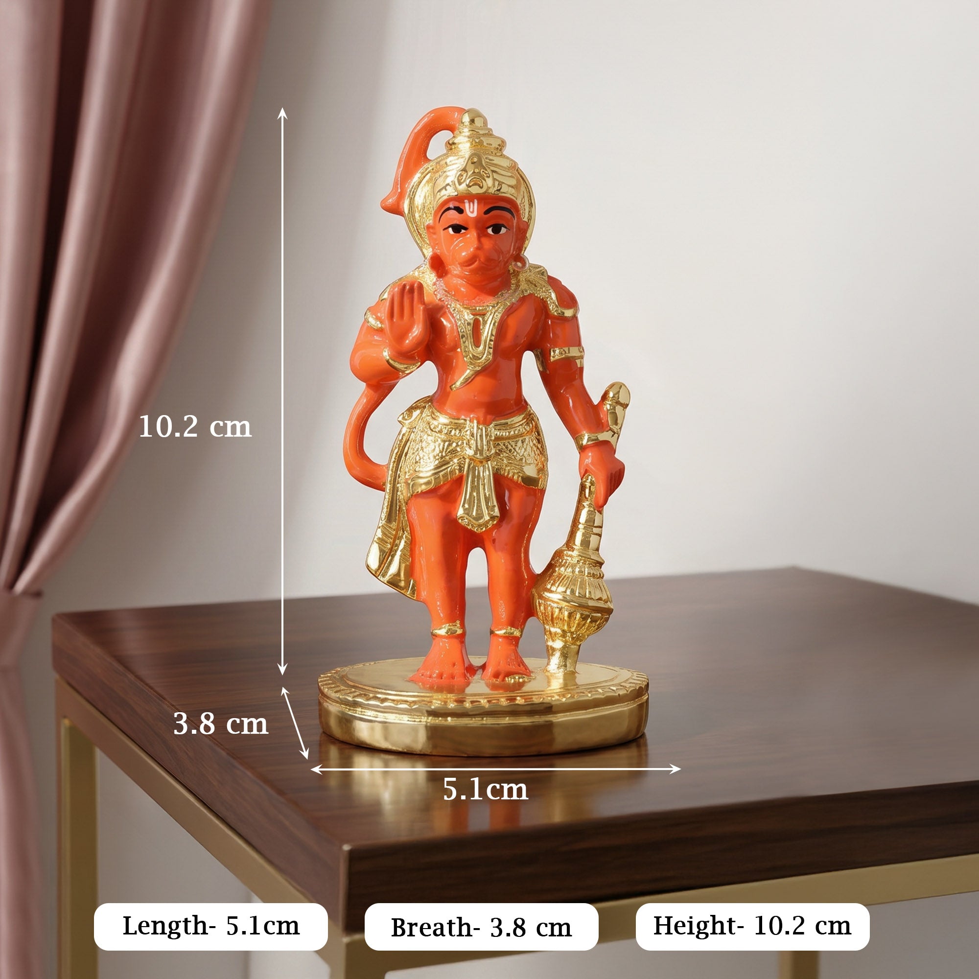 999 Silver Gold-Finish Hanuman Idol