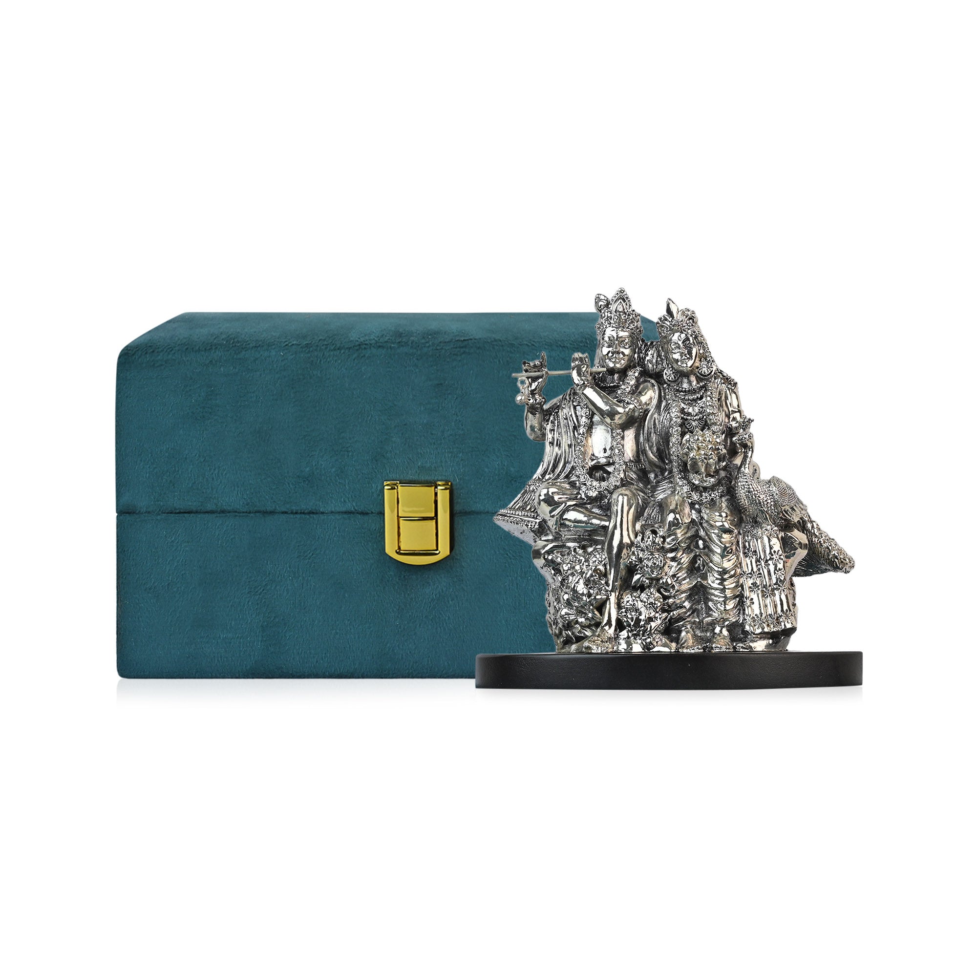 999 Silver Plated Radha Krishna Idol