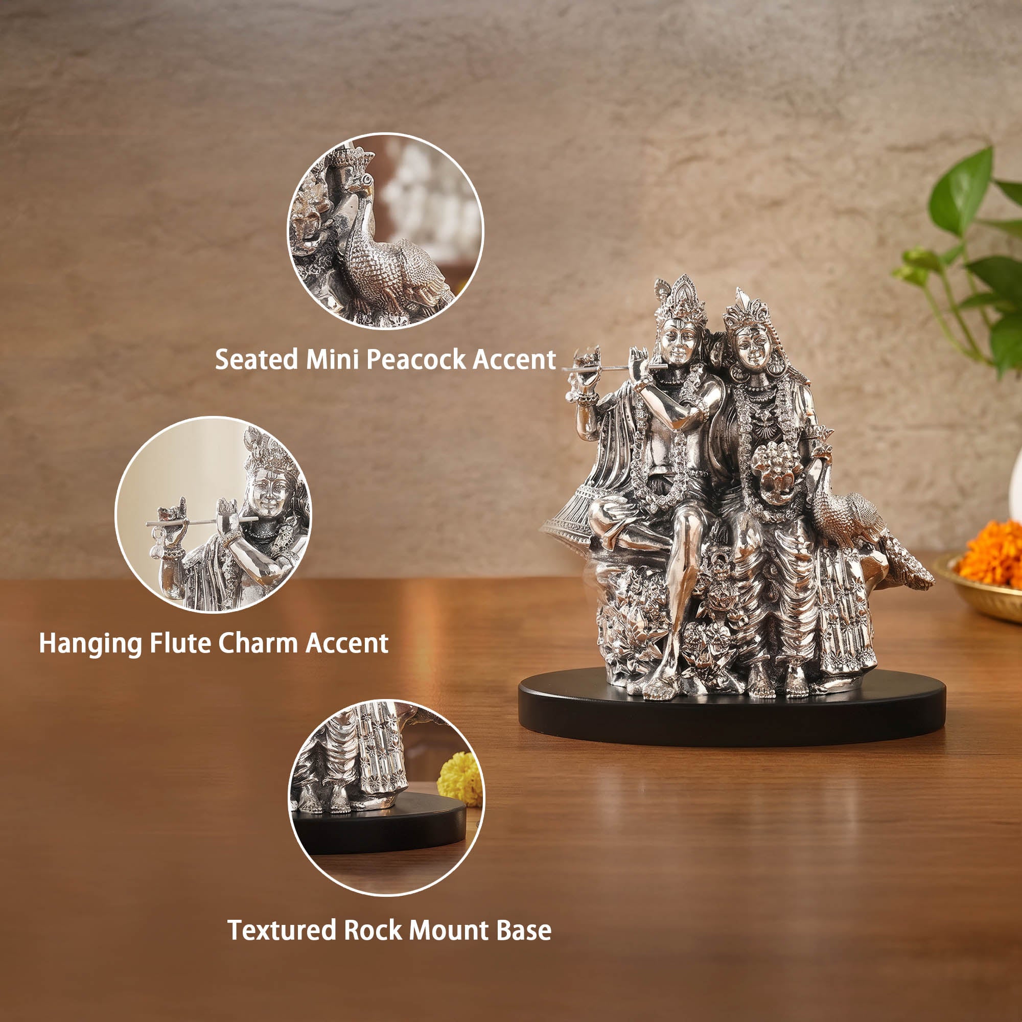 999 Silver Plated Radha Krishna Idol