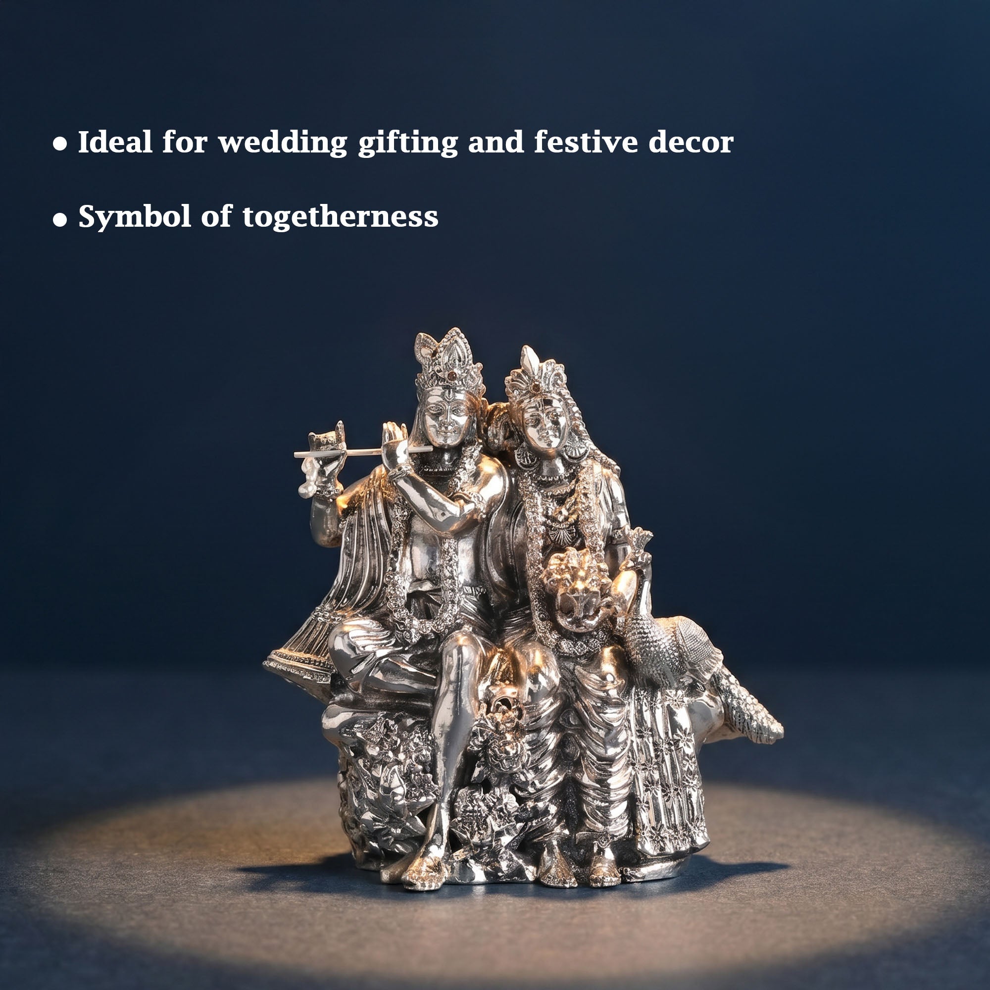 999 Silver Plated Radha Krishna Idol