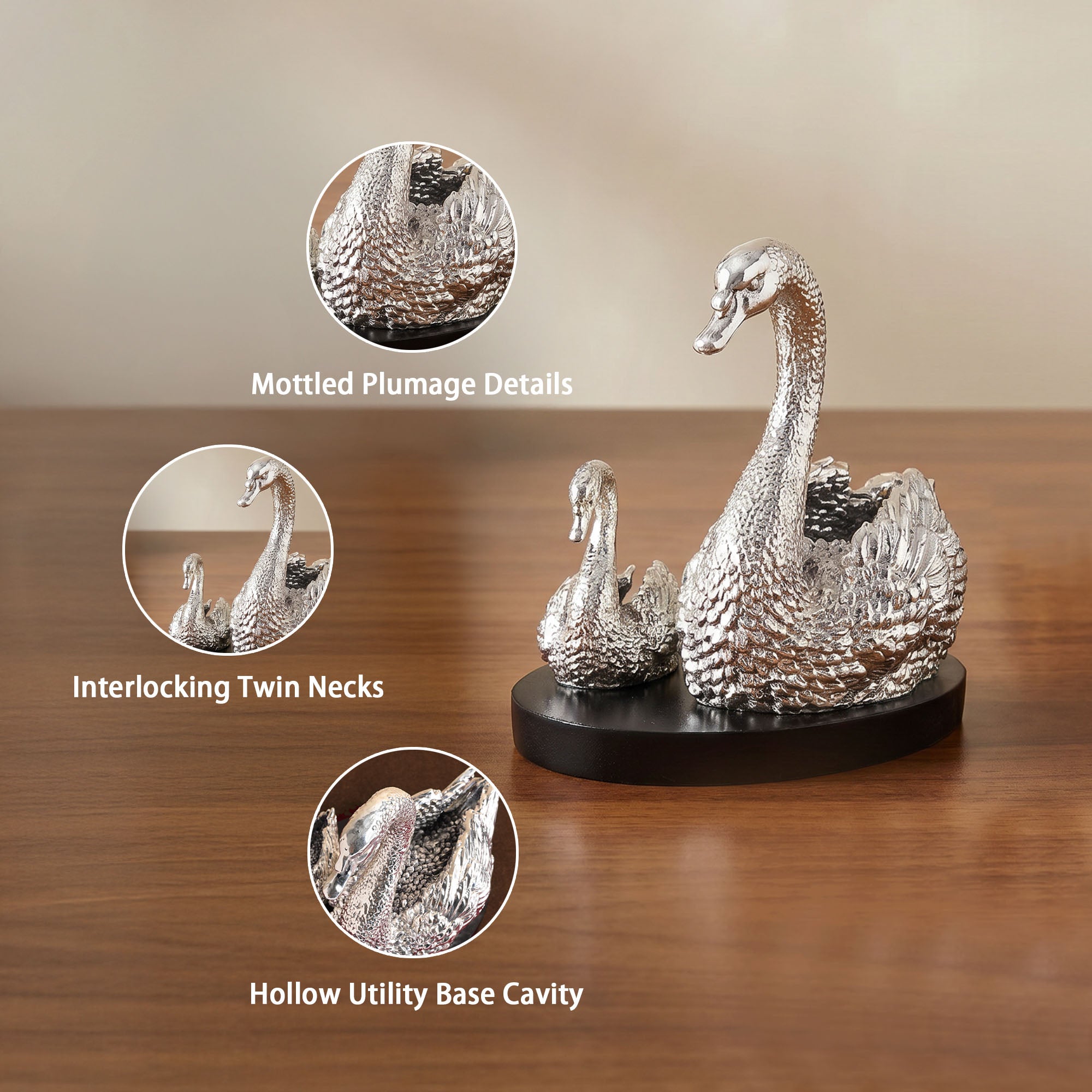 999 Silver Plated Twin Swan Figurine