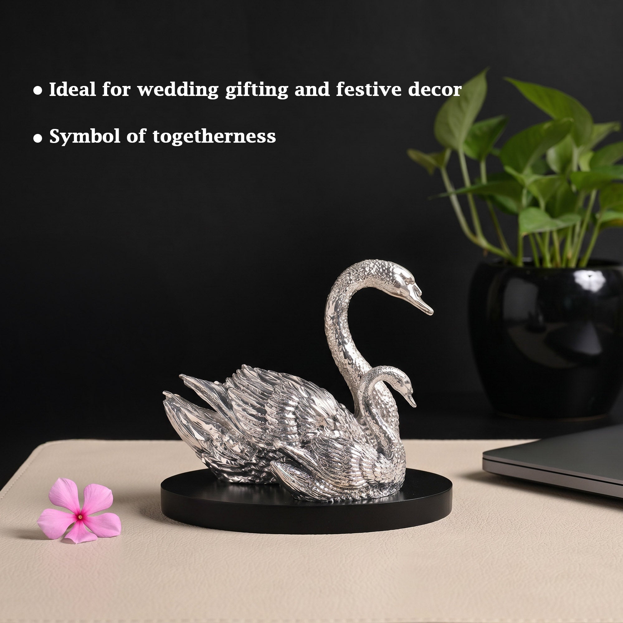 999 Silver Plated Twin Swan Figurine