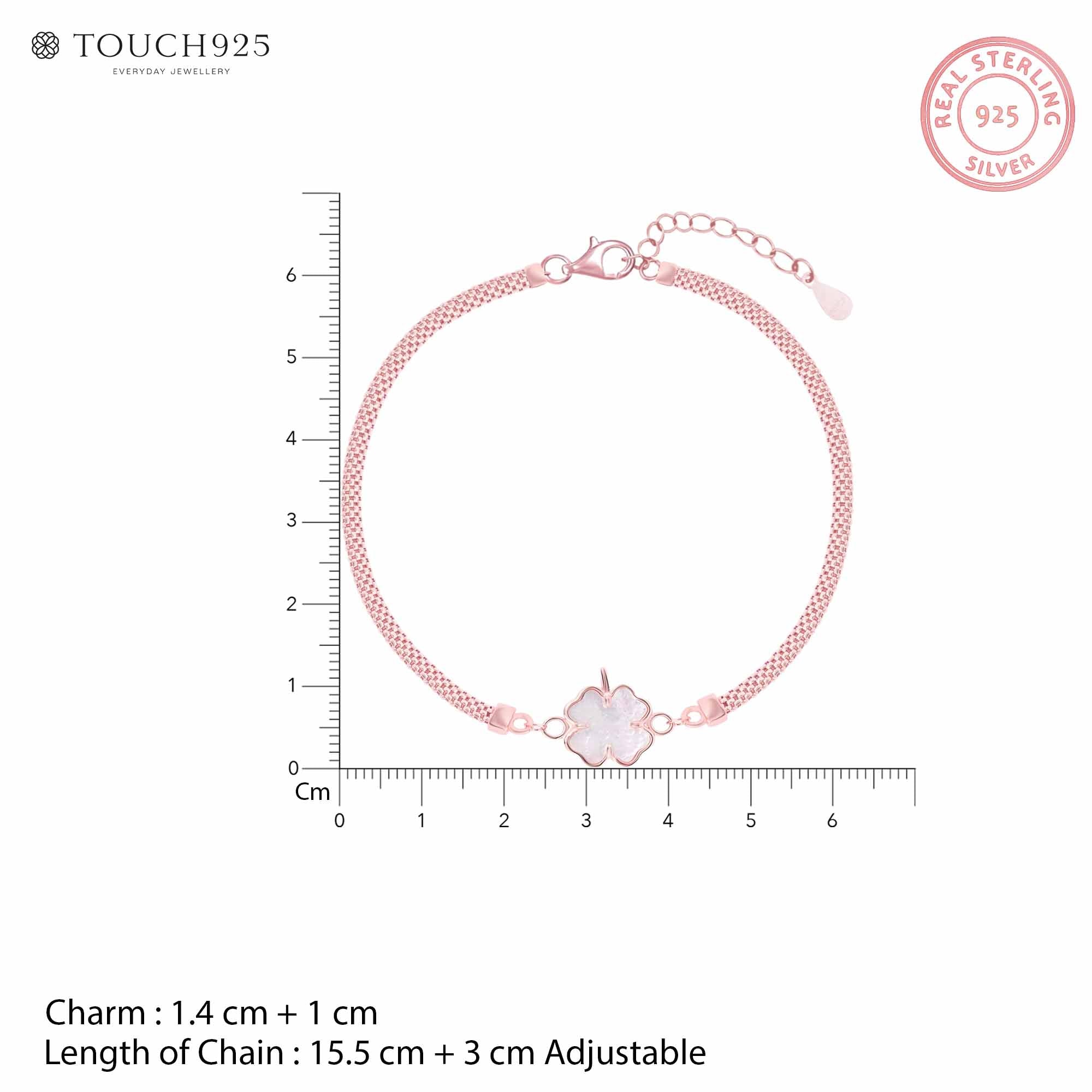 Clover Charm Mesh Silver Bracelet