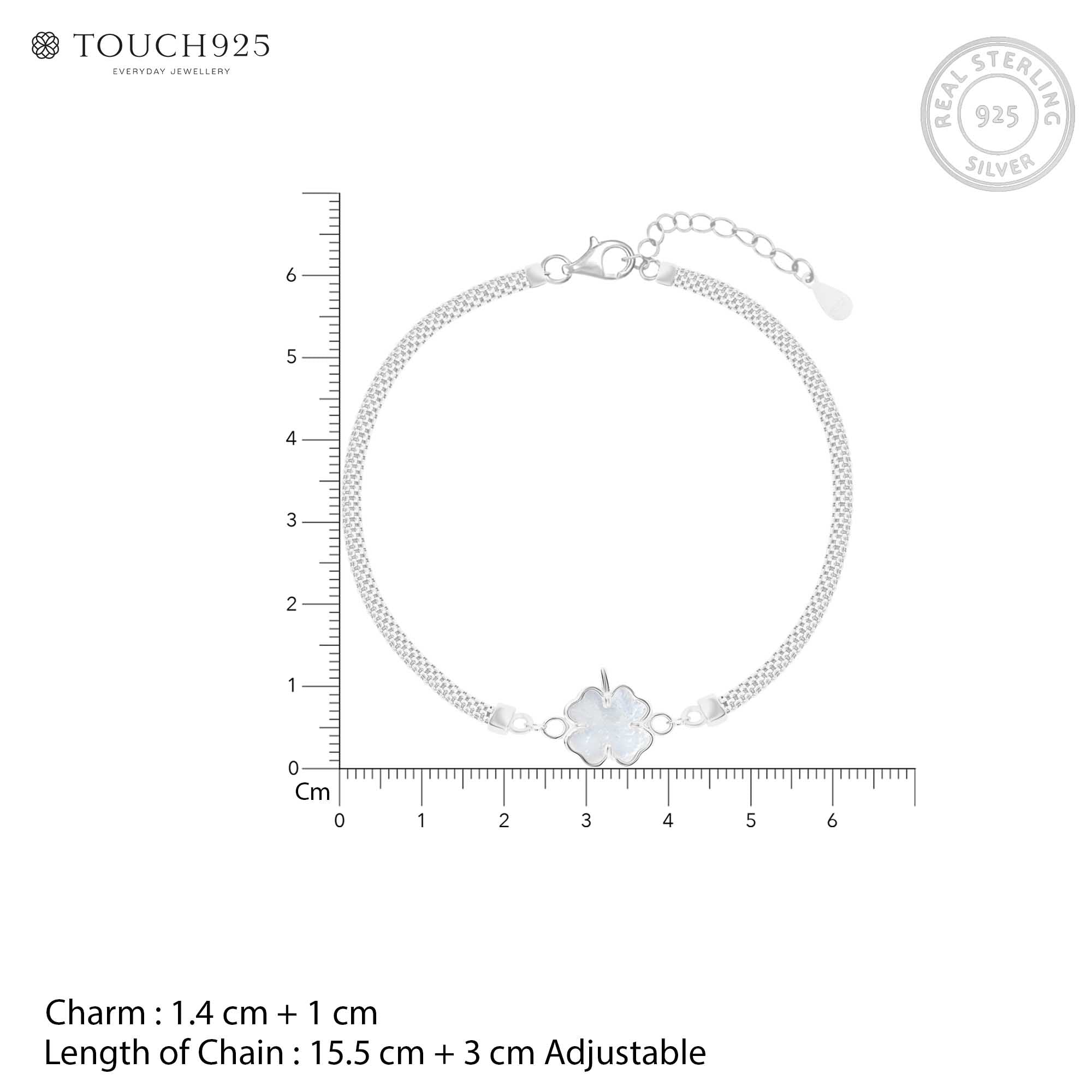 Clover Charm Mesh Silver Bracelet