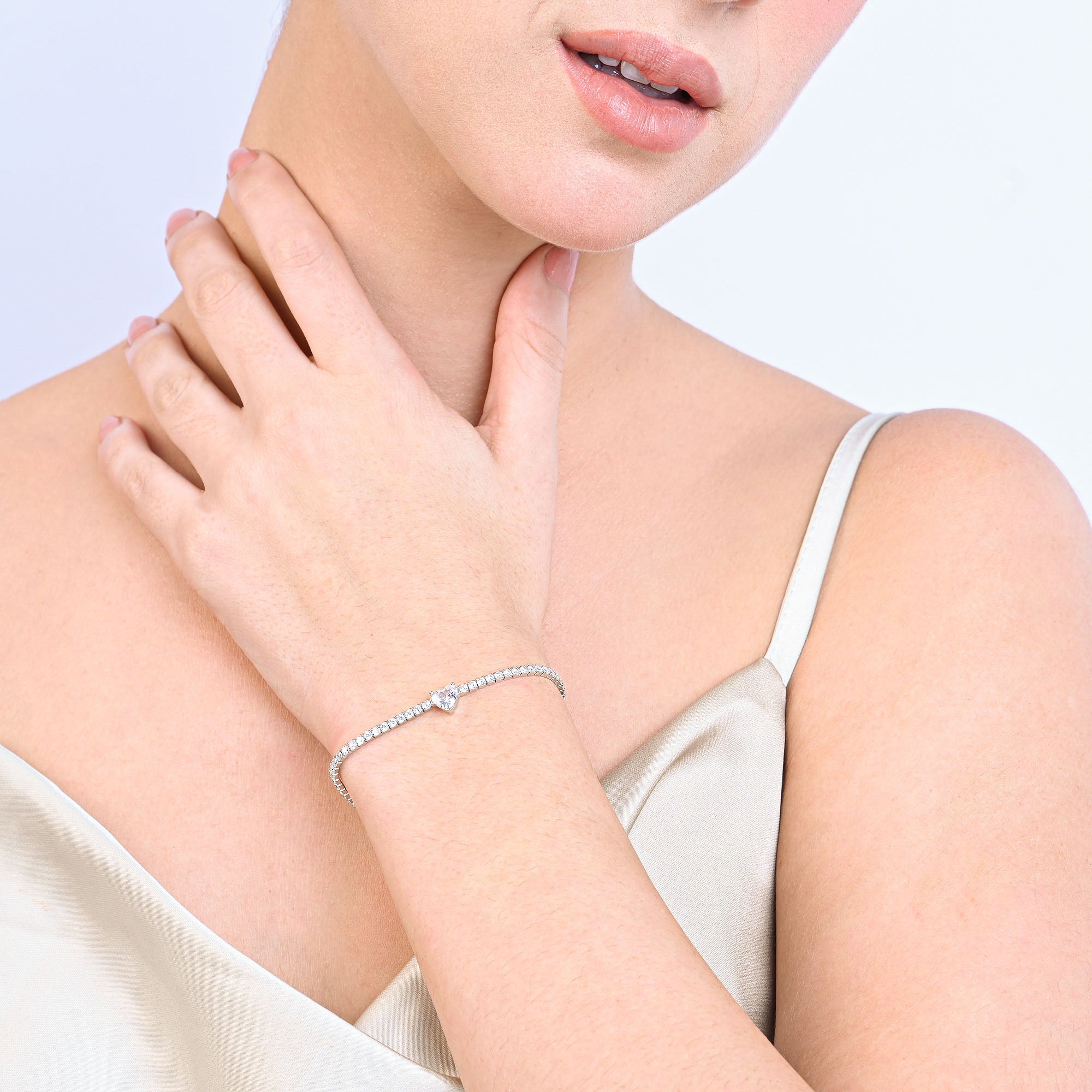 Heartsparkle Silver Tennis Bracelet