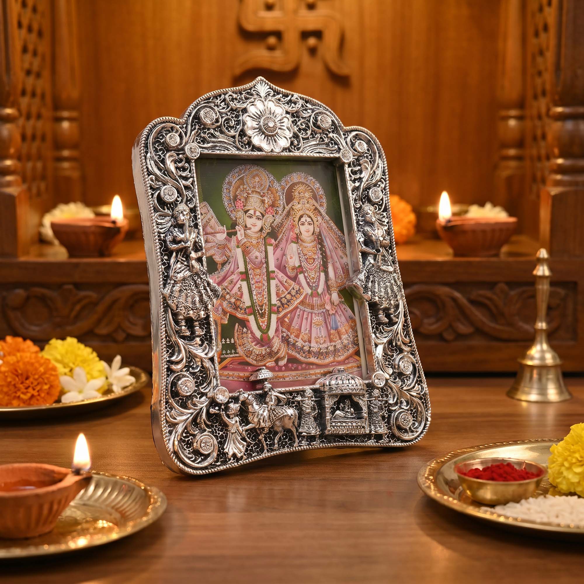 999 Silver Radha Krishna Frame
