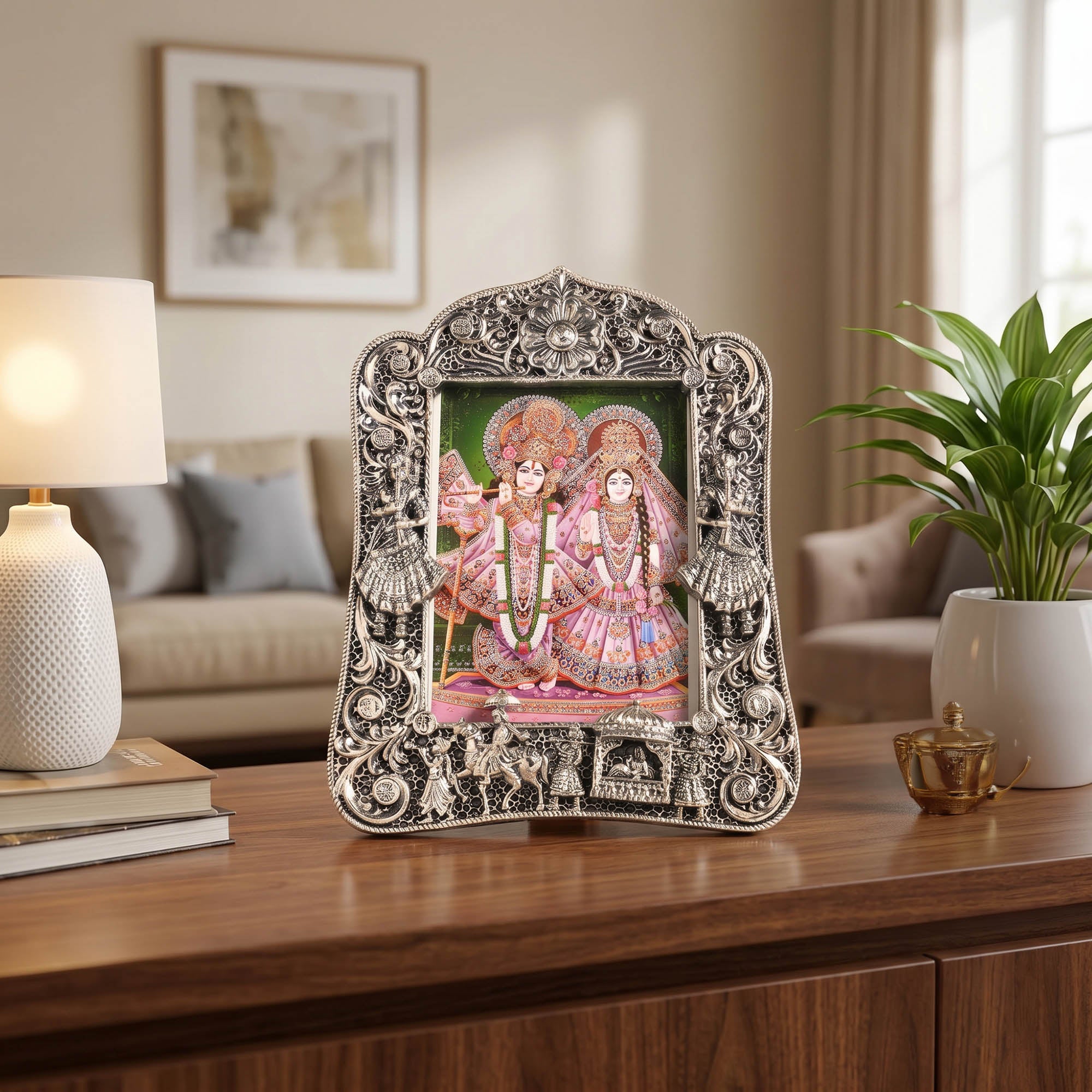999 Silver Radha Krishna Frame